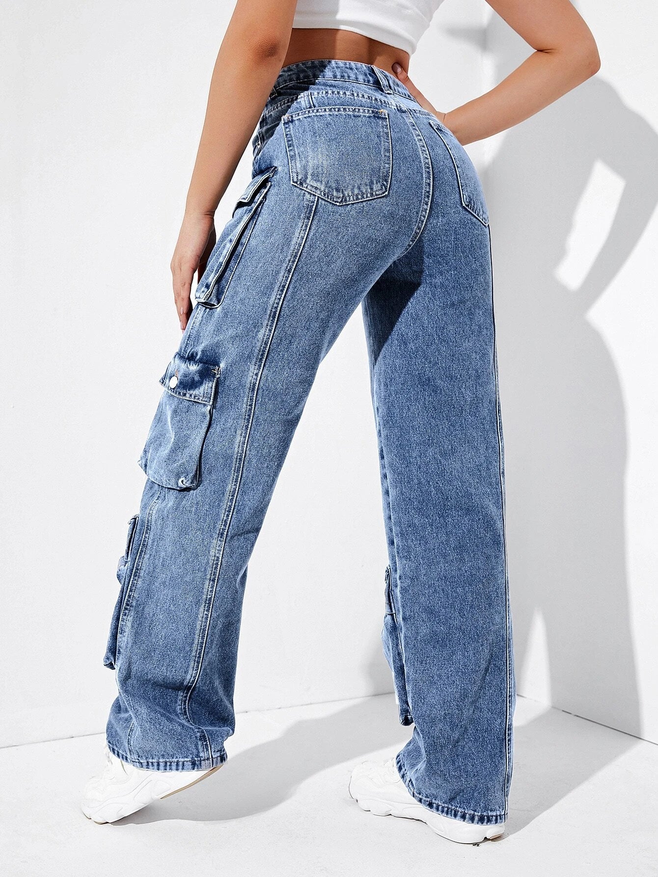 Flap Pocket Straight Cargo Jeans – lifestyle view 14