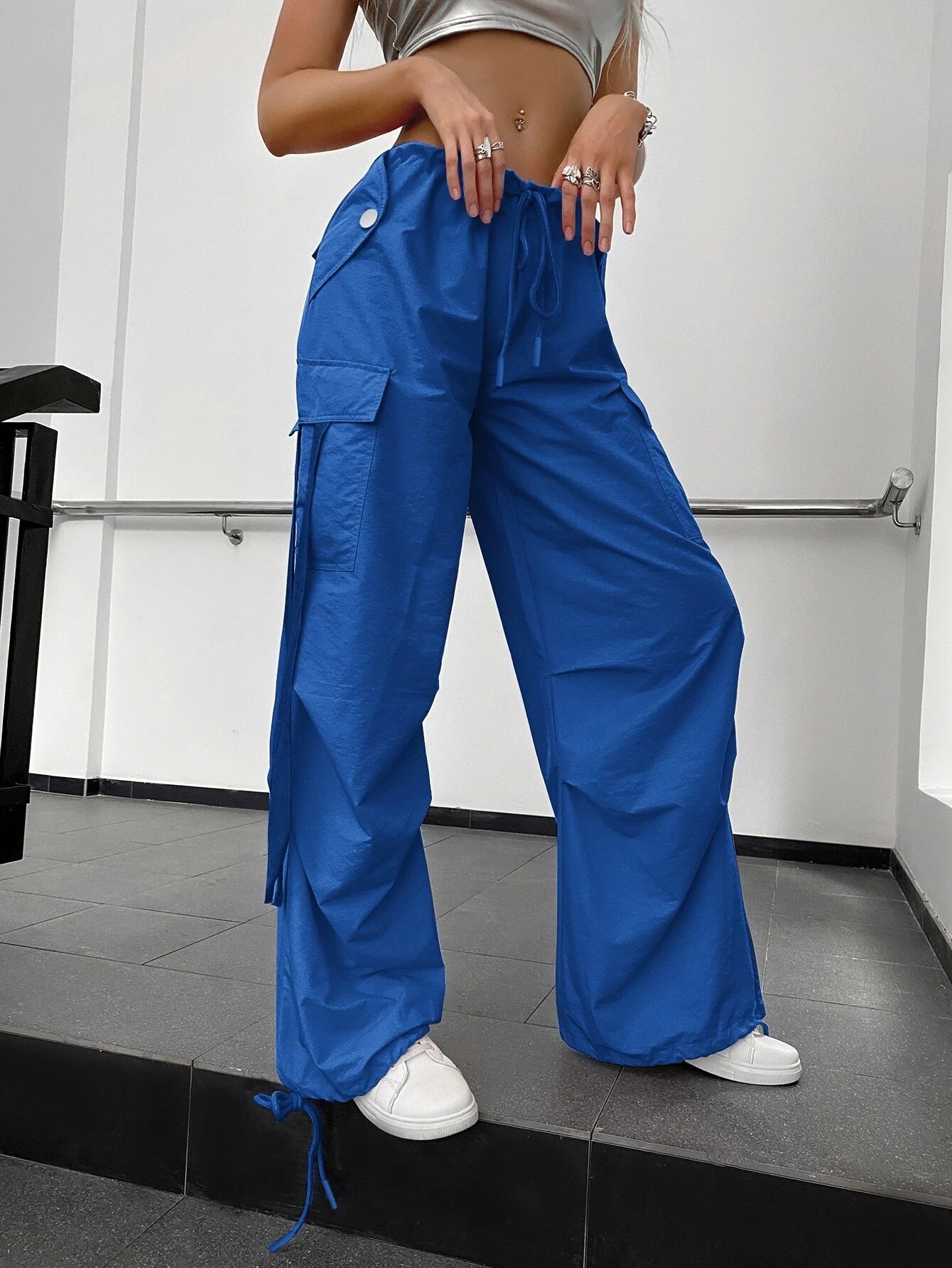 Drawstring Cargo Parachute Pants – lifestyle view 14