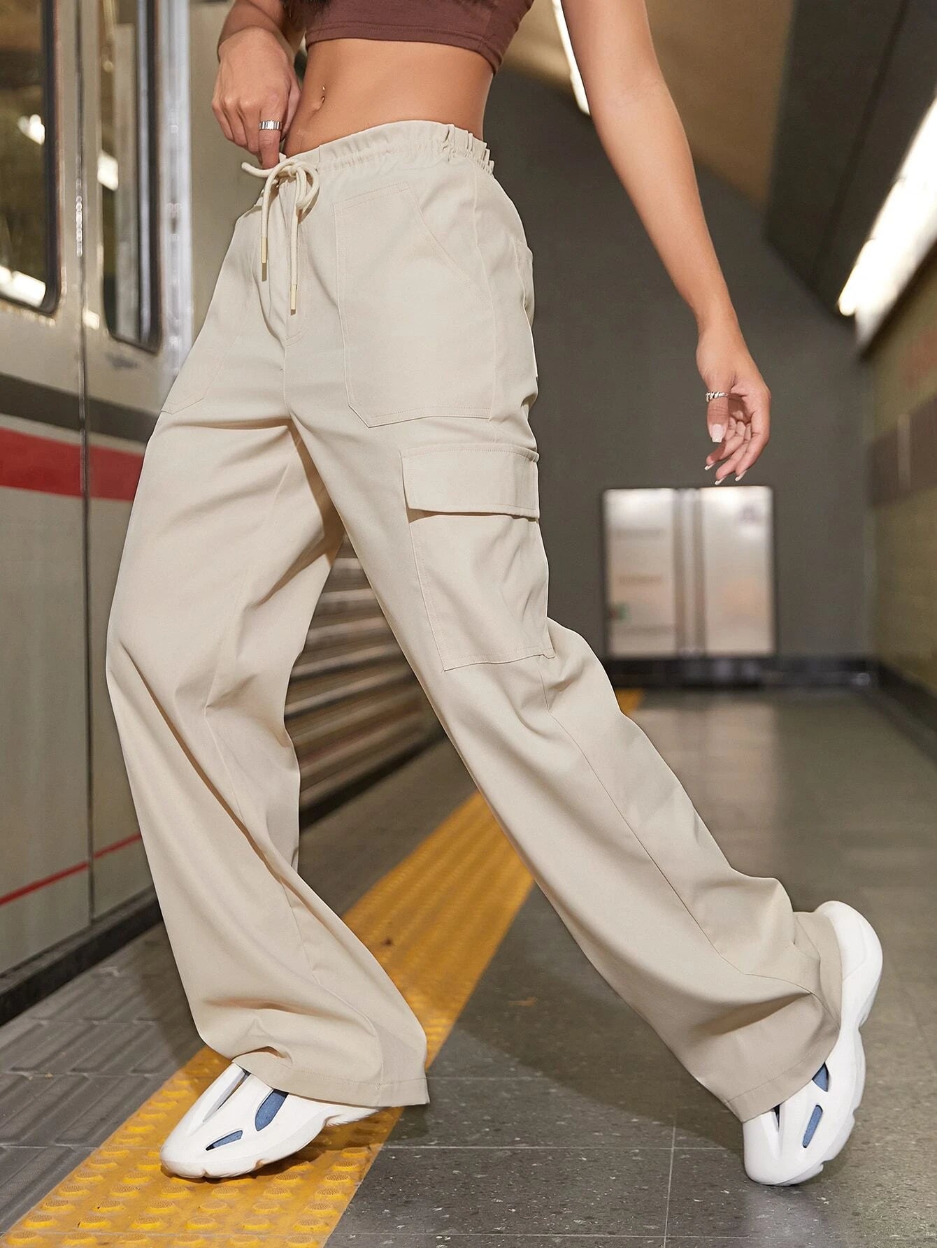 Cargo Parachute Pants – pocket detail close-up