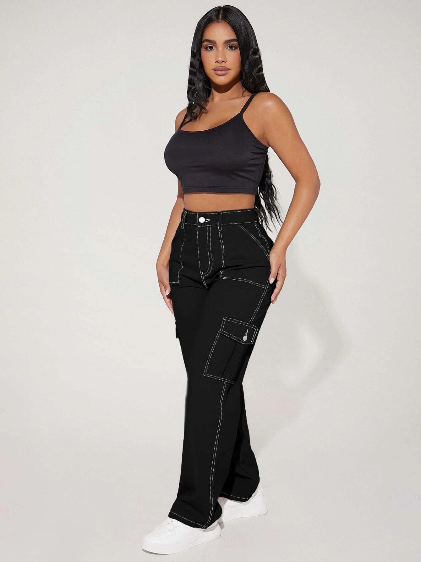 High Rise Flap Pocket Side Cargo Jean – lifestyle view 12