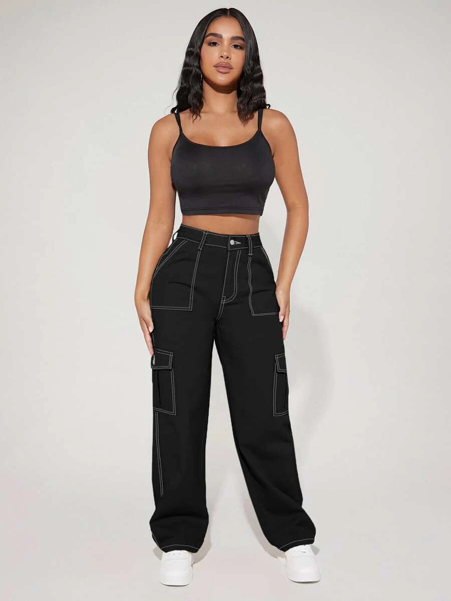 High Waist Flap Side Pocket Cargo Pants – lifestyle view 15
