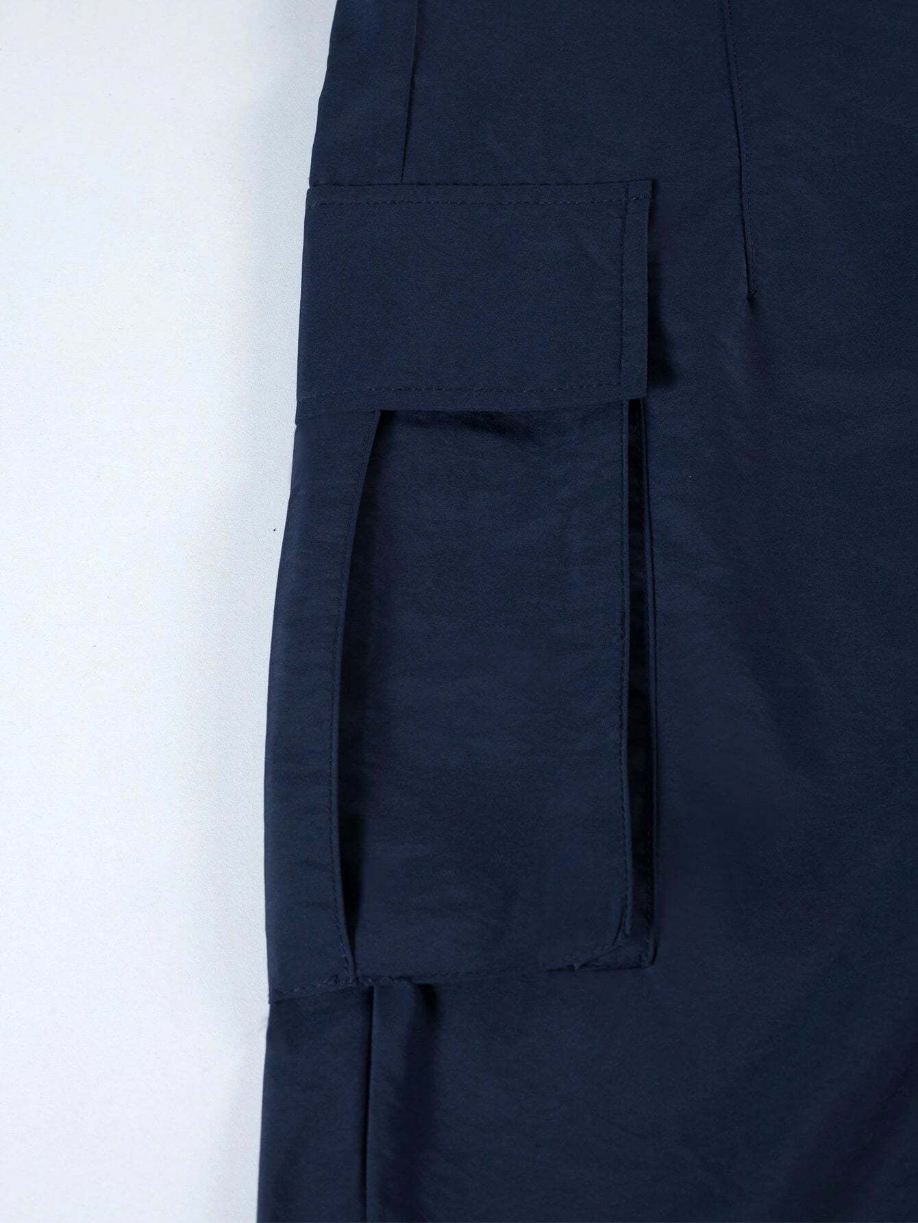 Drawstring Waist Wide Leg Parachute Cargo Jogger Pants