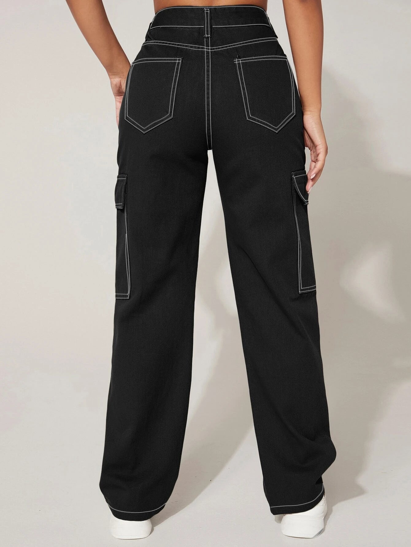 Functional Flap Pocket Cargo Jeans – side profile view