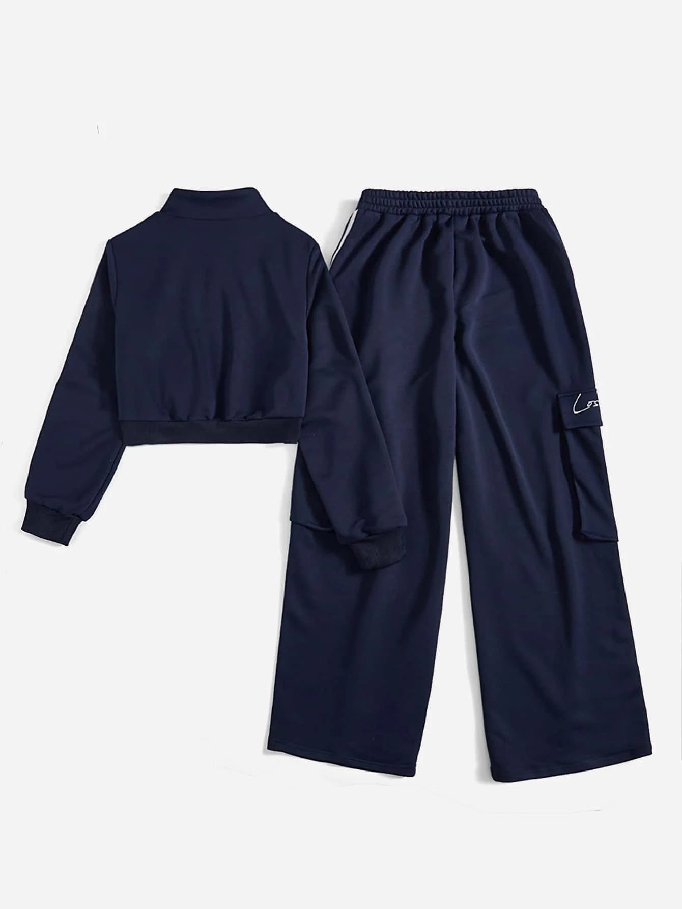 Striped Jacket And Flap Pocket Cargo Pants – back view detail