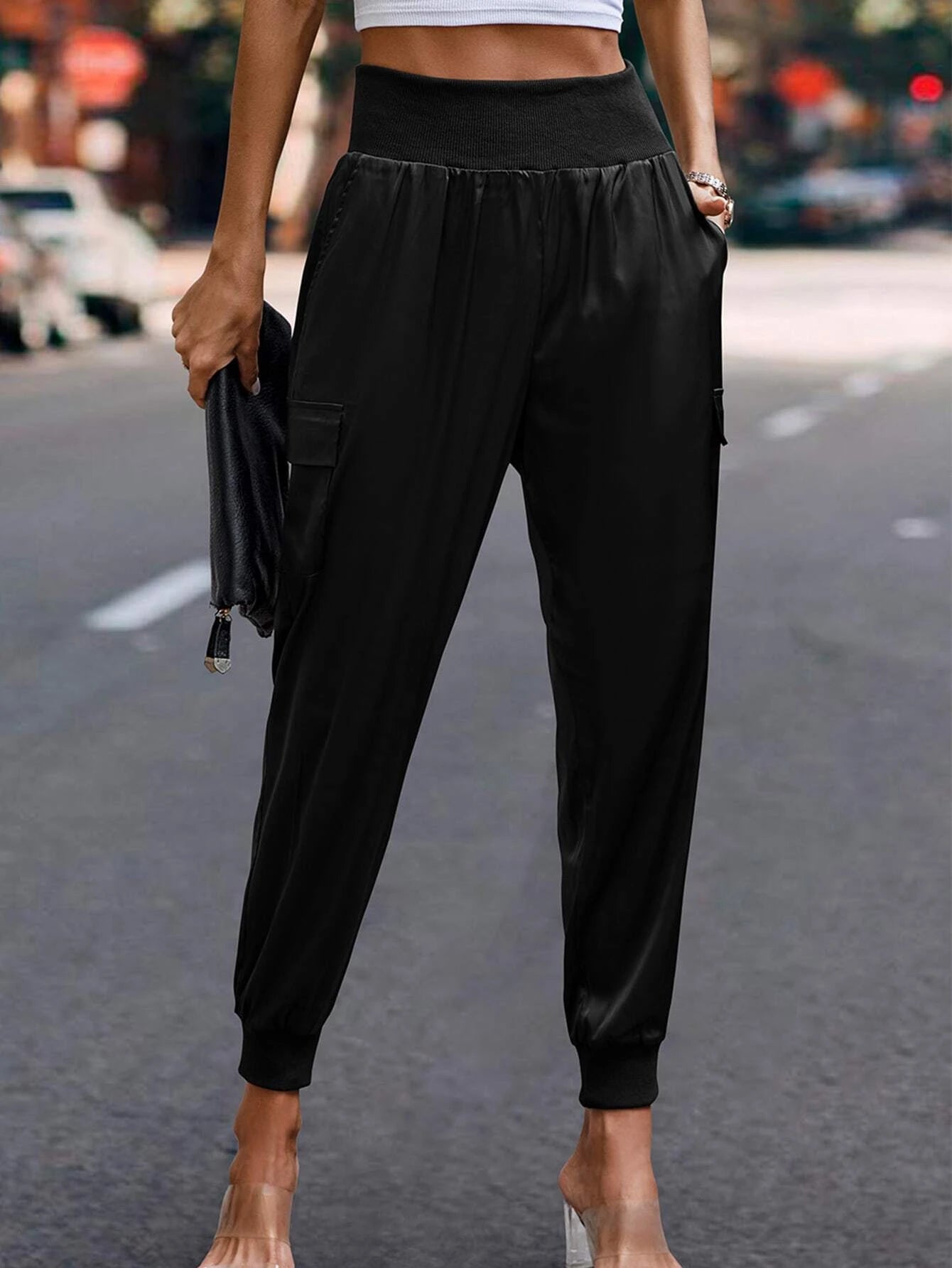 Cotton Flap Pocket Side Cargo Pants – full length outfit view