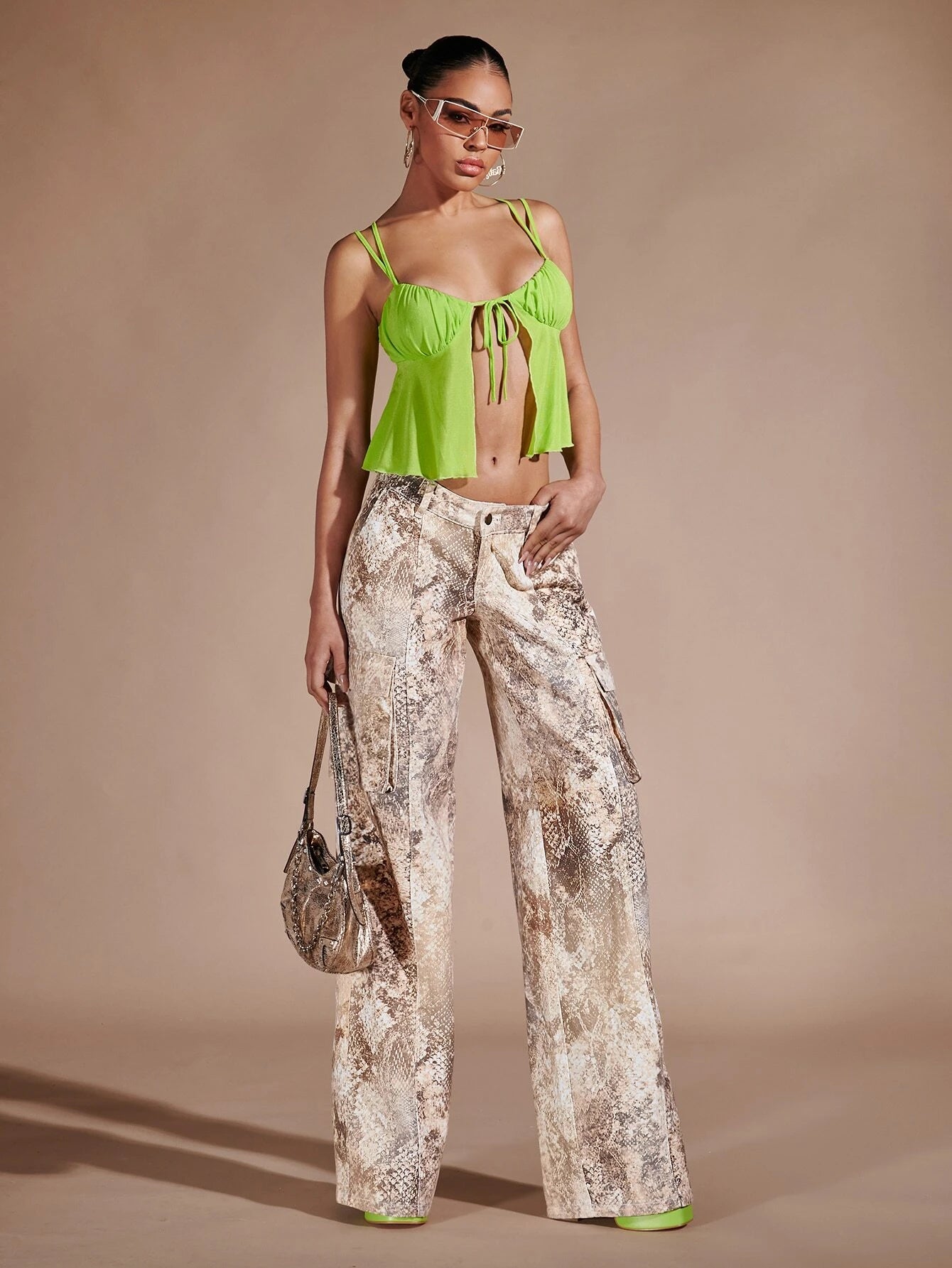 Loose Printed Cargo Pants – styled outfit view