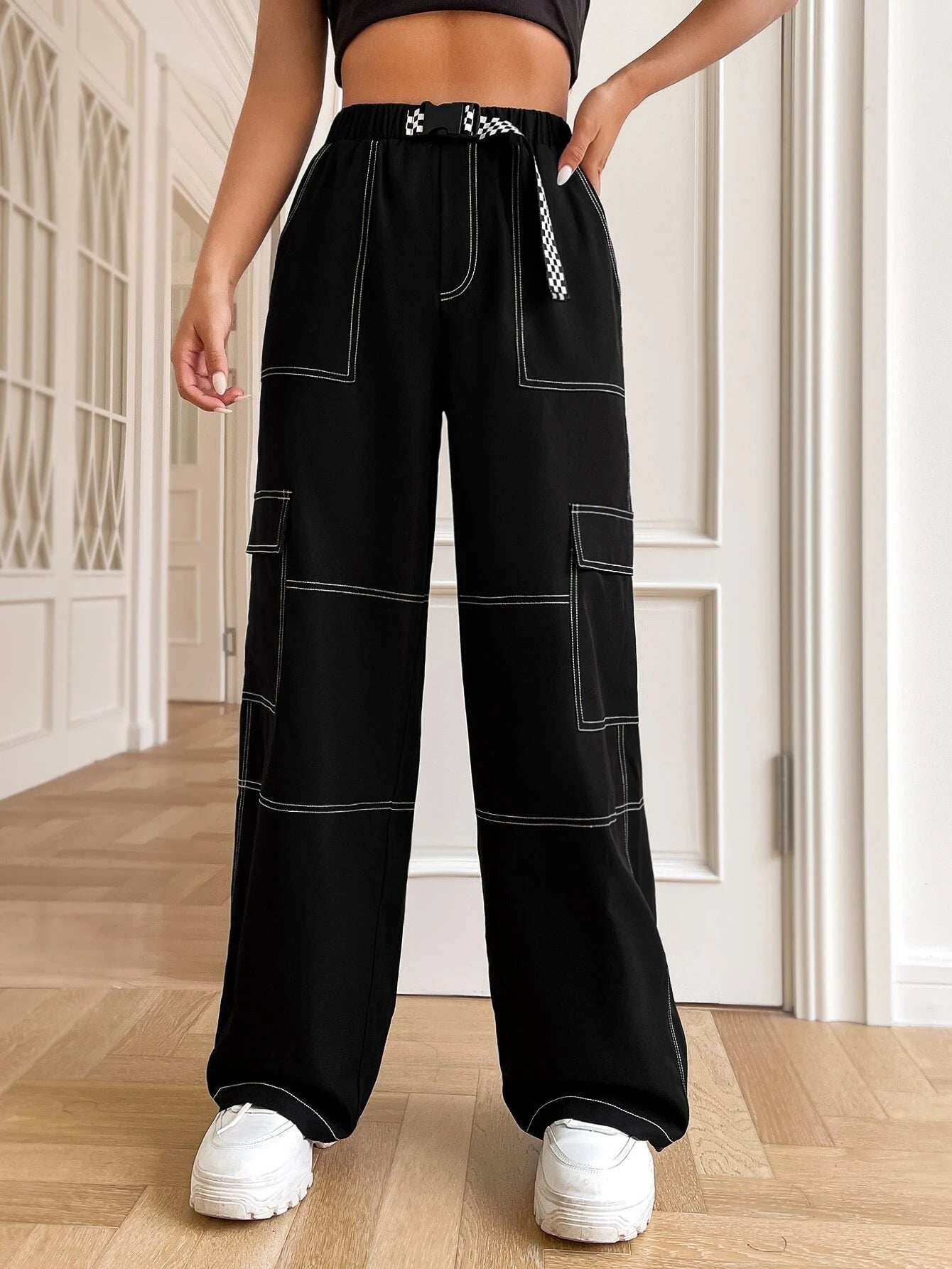 Stitched Flap Pocket Cargo Pants – back view detail