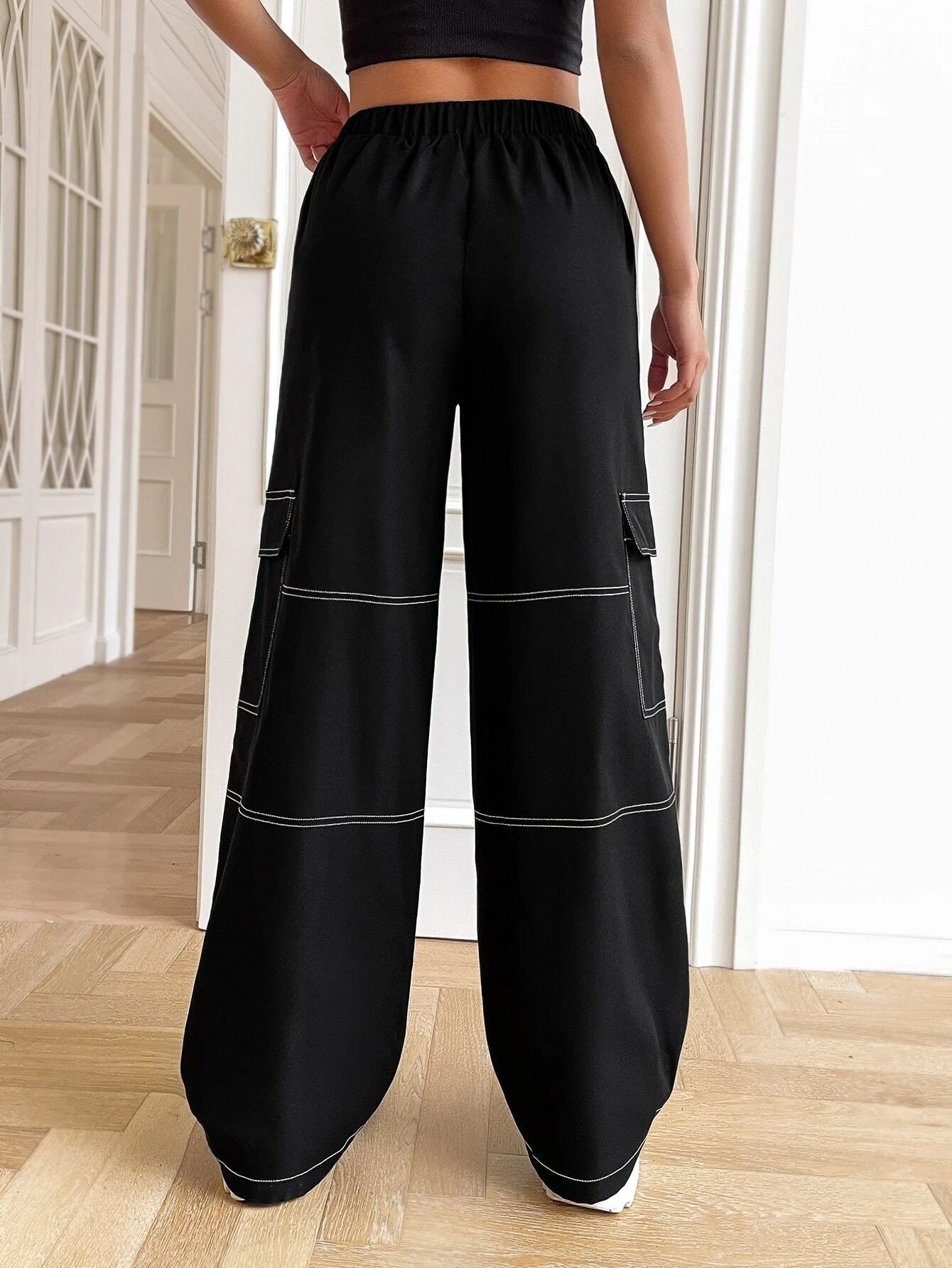 Stitched Flap Pocket Cargo Pants – pocket detail close-up