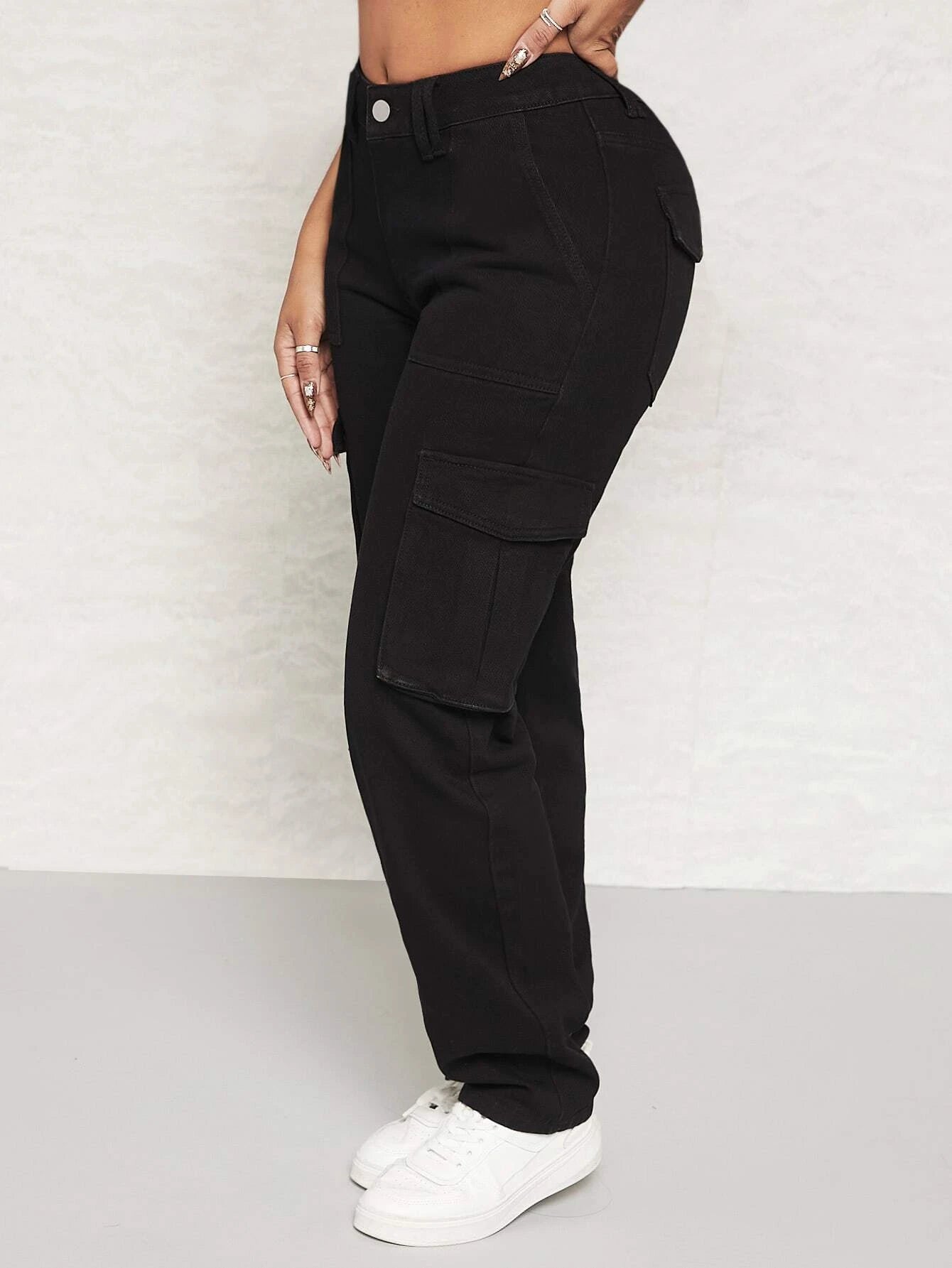 Multi Pocket Side Cargo Jeans – full length outfit view