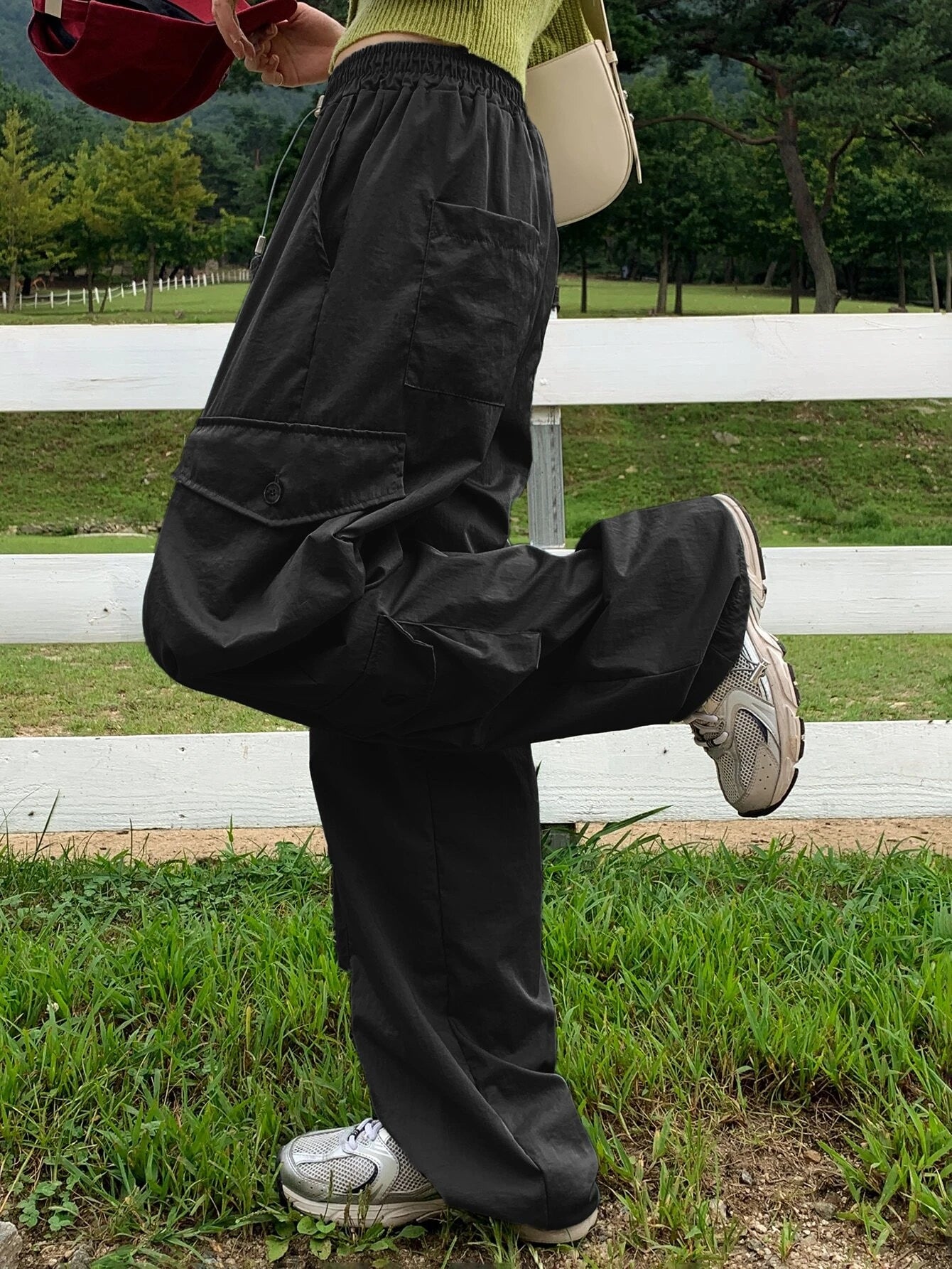 Trendy Flap Pocket Cargo Pants – side profile view