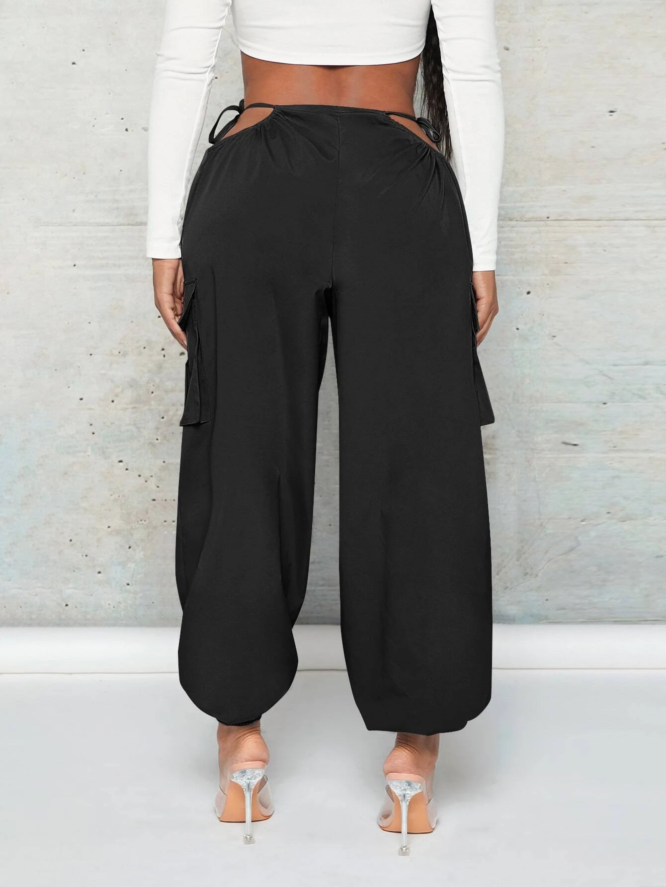Cut Out Waist Cargo Pants – styled outfit view