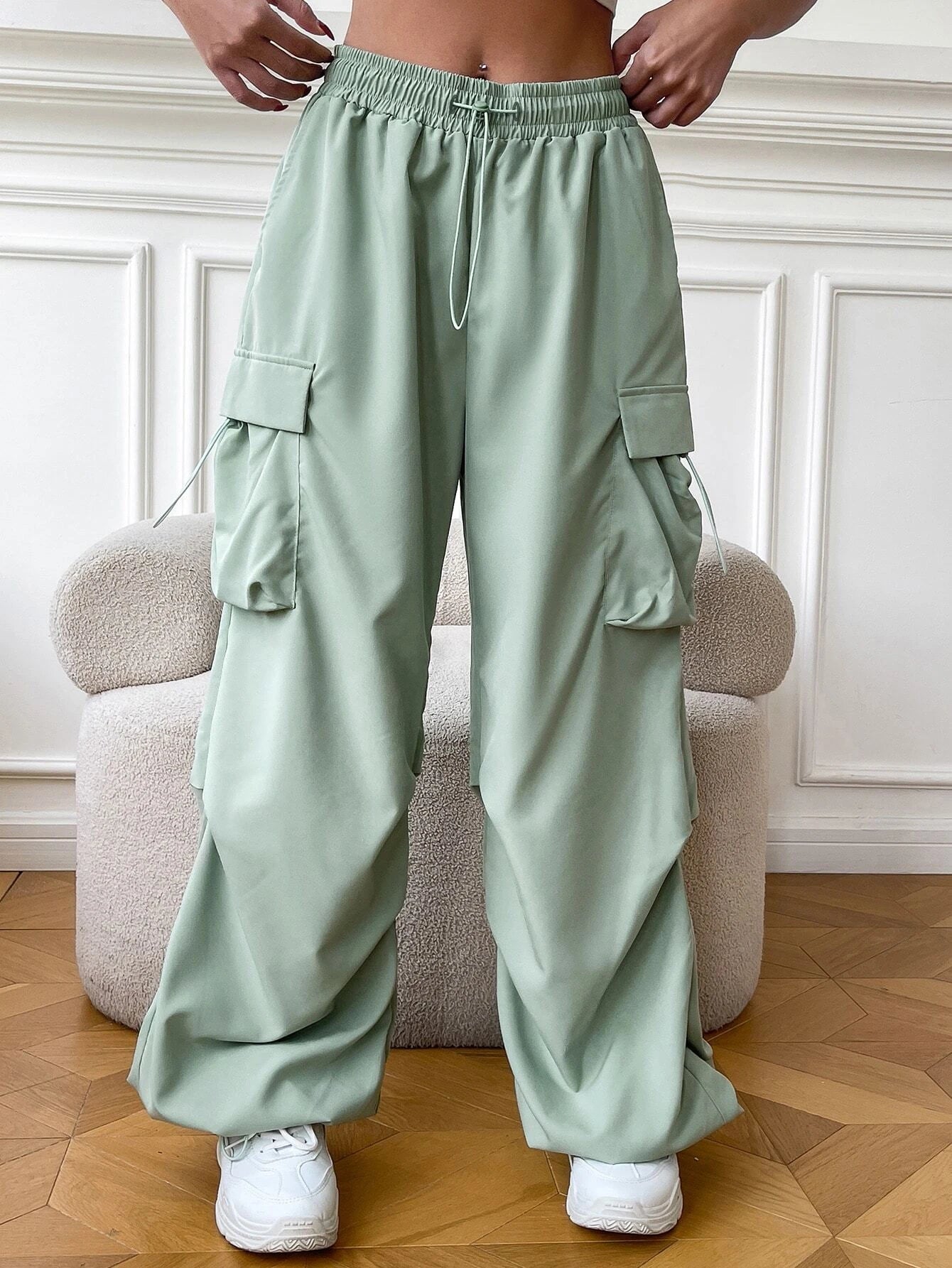 Versatile Flap Pocket Drawstring Cargo Pants – lifestyle view 36