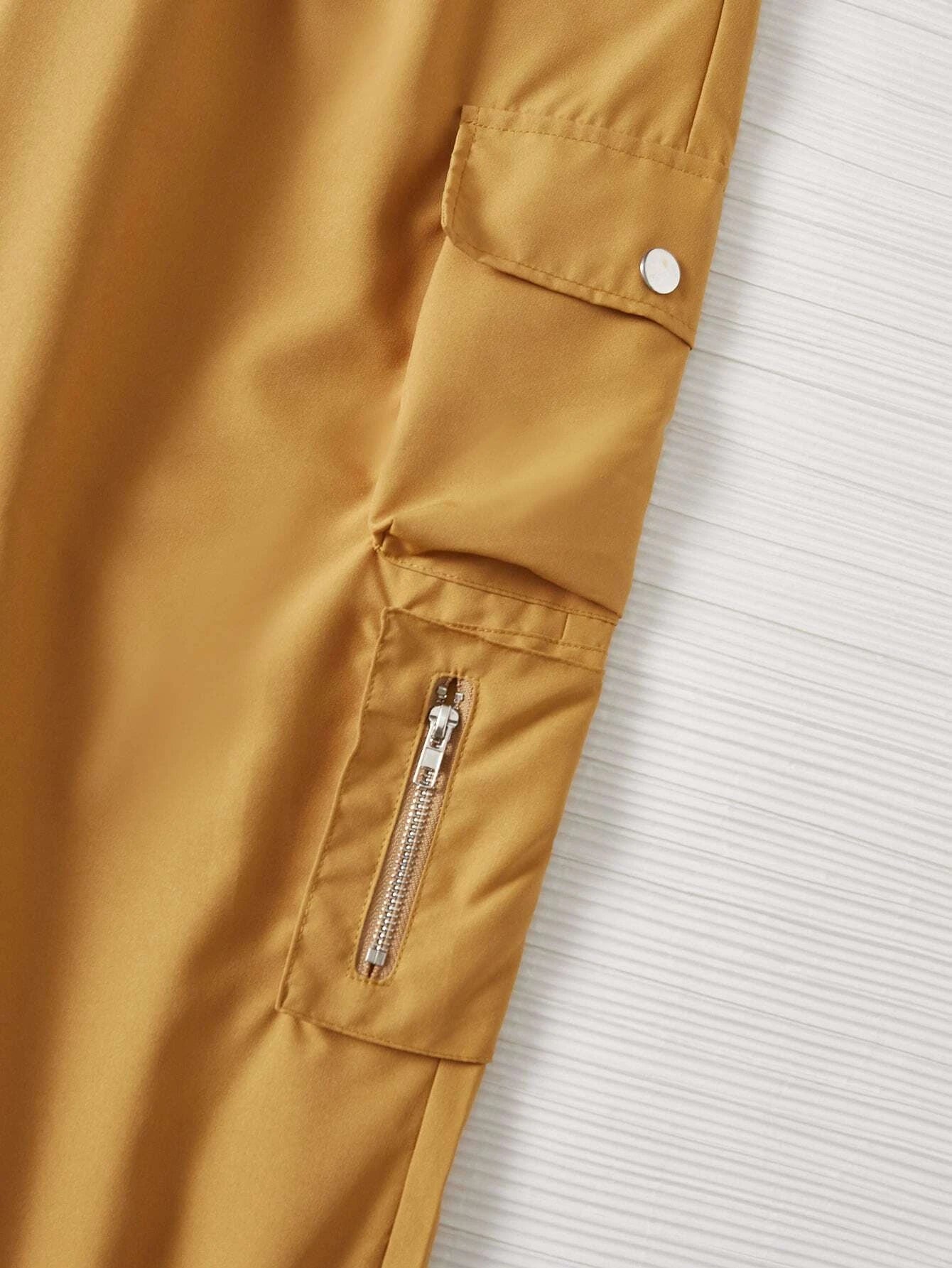 Flap Pocket Drawstring Cargo Pants in Green #ts-4 – lifestyle view 20