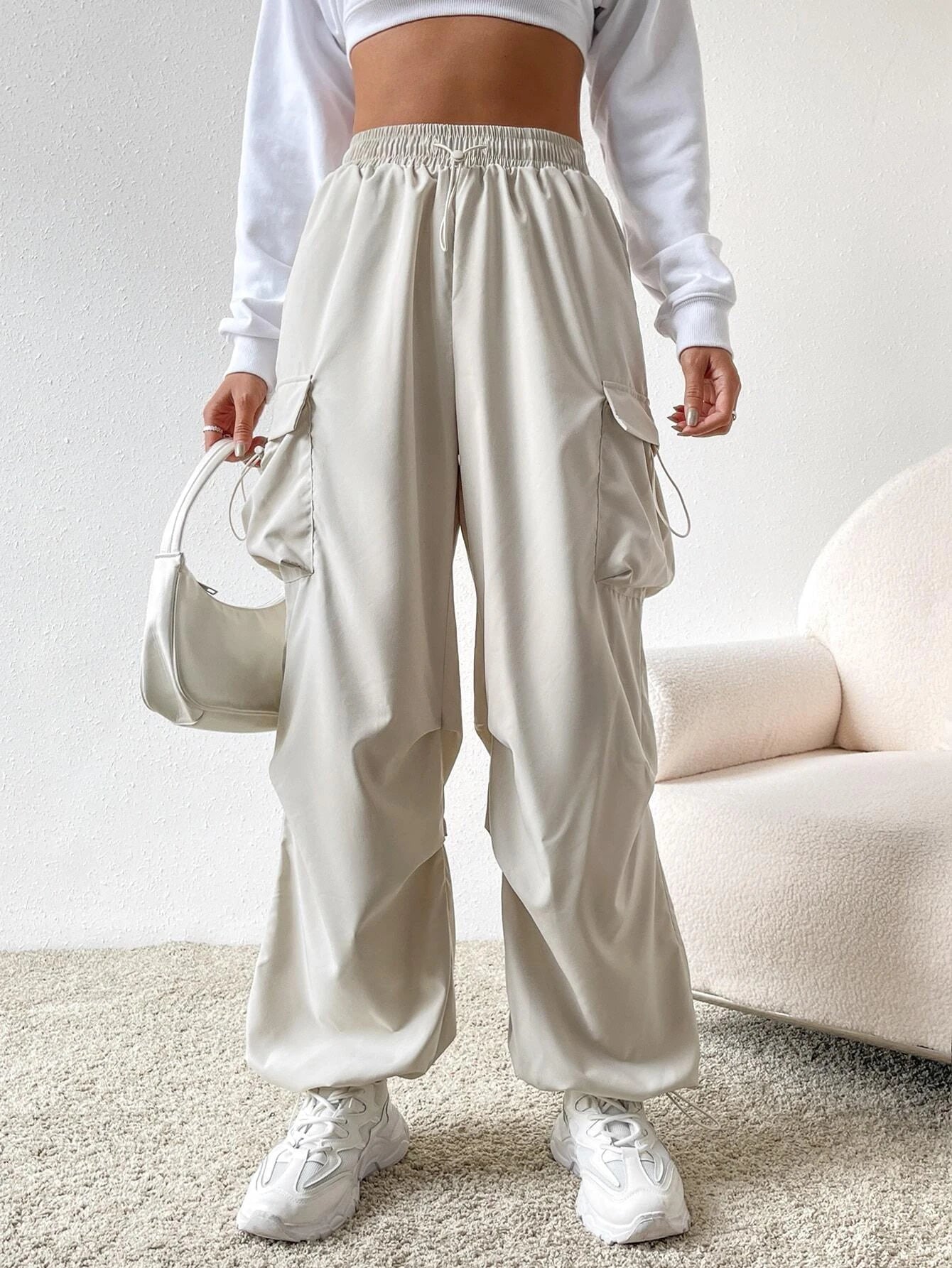 Versatile Flap Pocket Drawstring Cargo Pants – lifestyle view 28