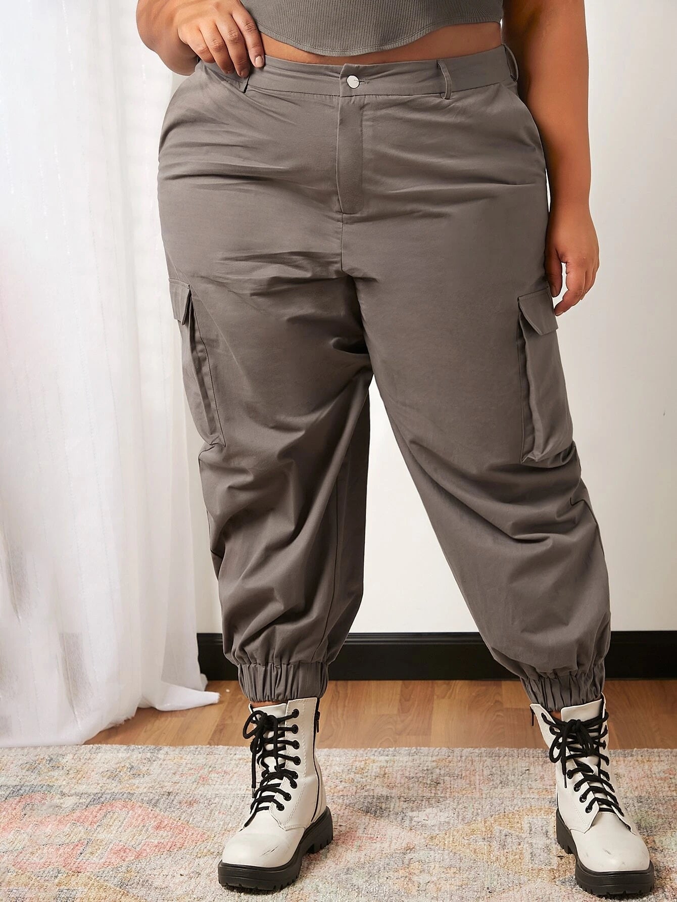 Plus Flap Pocket Side Cargo Pants – women's cargo pants front view