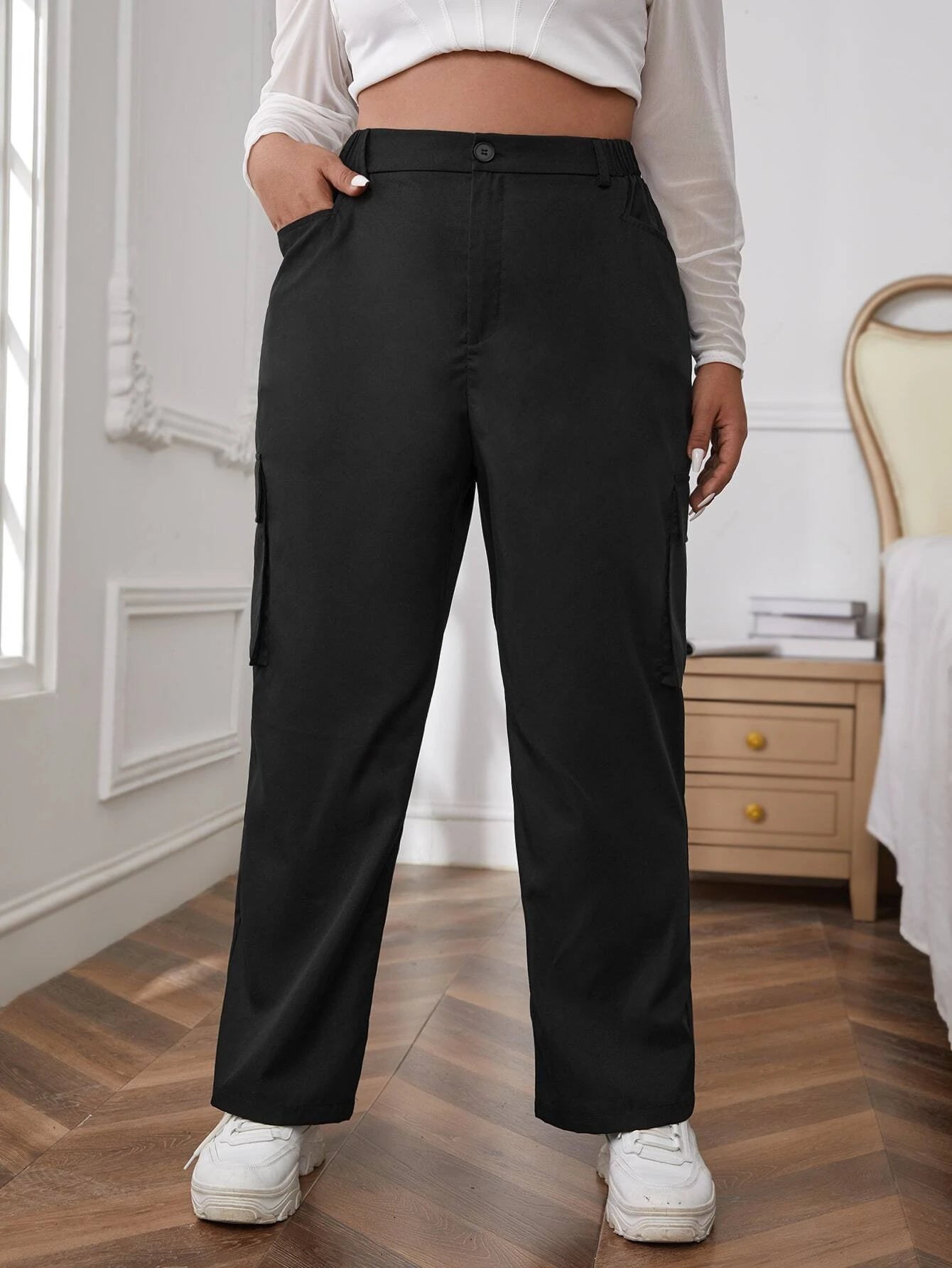 Casual Flap Side Pocket Cargo Pants Style 1 – side profile view