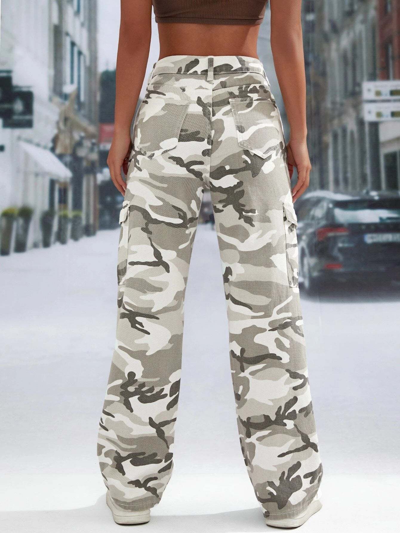 Camo Printed Cargo Jeans
