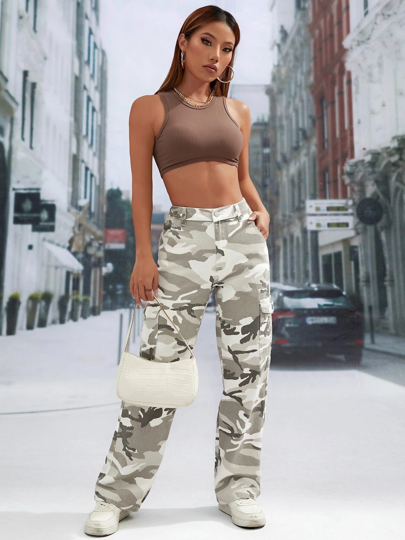 Camo Printed Cargo Jeans