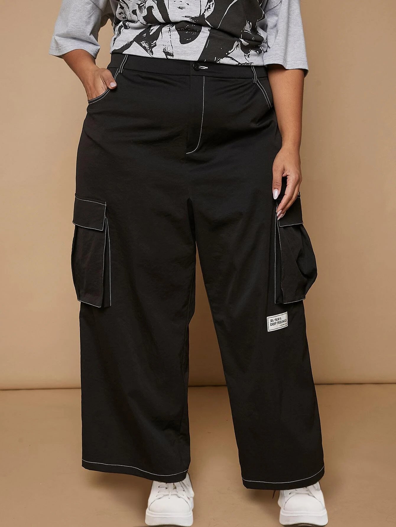 Long Flap Pocket Cargo Pants Style 5 – side profile view