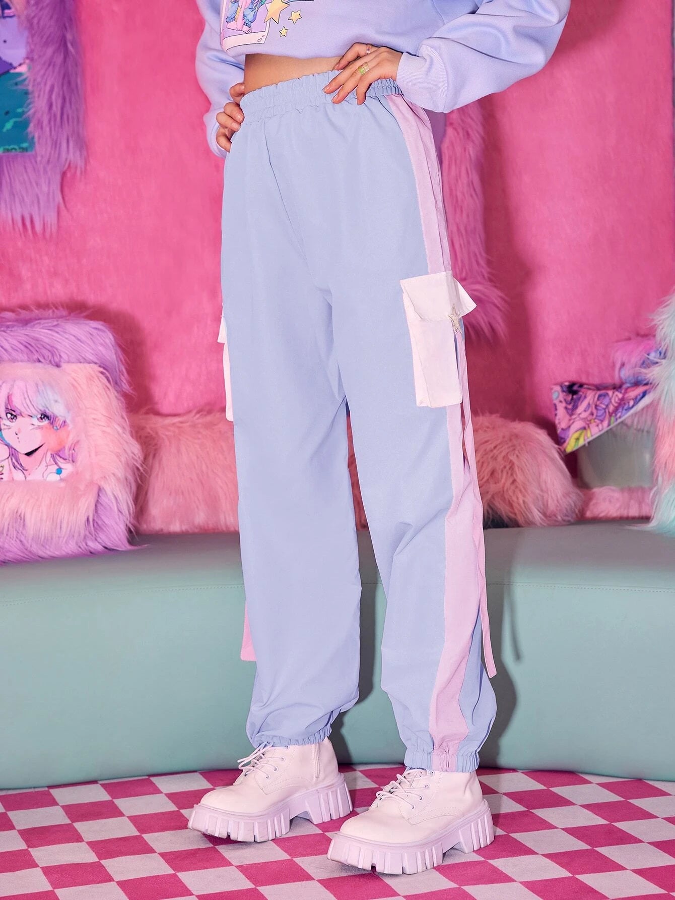 Cargo Pants With Tape Stripe Detail – model wearing view