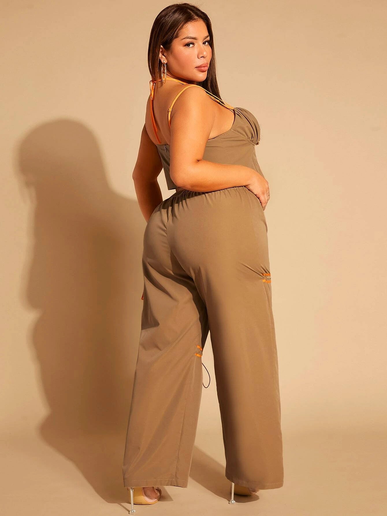 Flap Pocket Cargo Pants With Drawstring Detail – side profile view