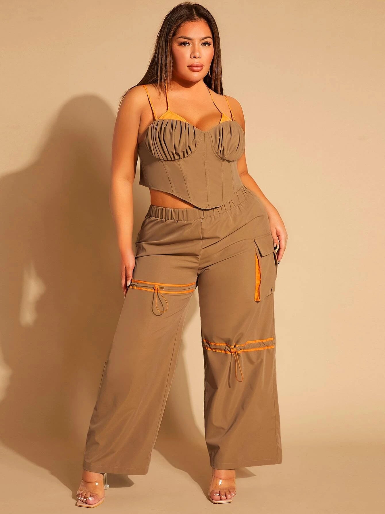 Flap Pocket Cargo Pants With Drawstring Detail – back view detail