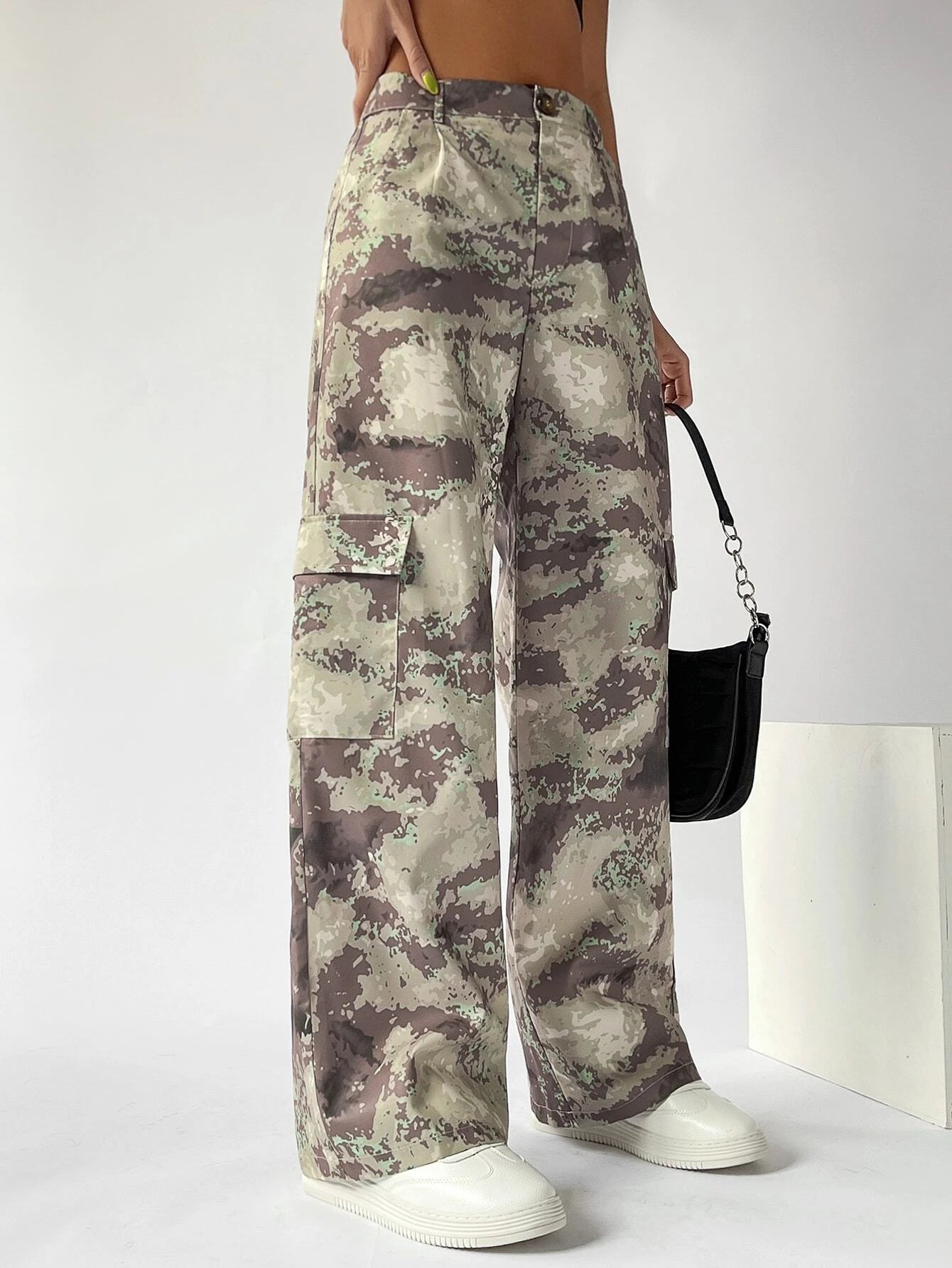 Camo Print Gorpcore Cargo Pants – fabric detail close-up