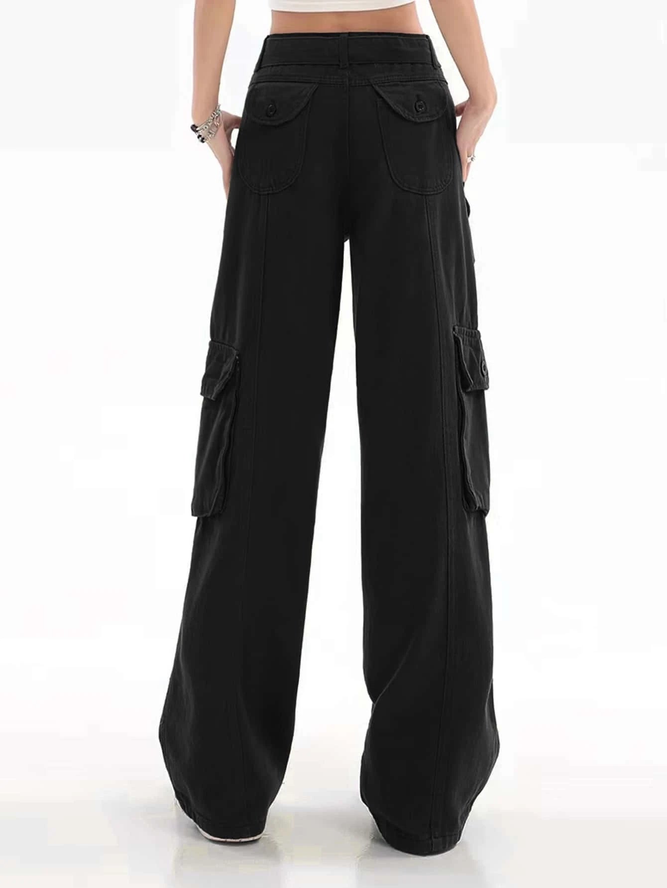 Camo Print Flap Pocket Belted Cargo Jean – back view detail