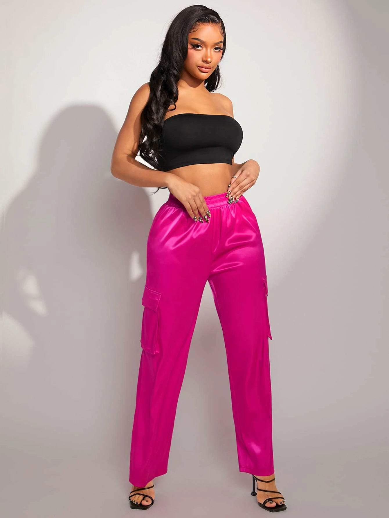 Drawstring Waist Satin Pants – waistband detail