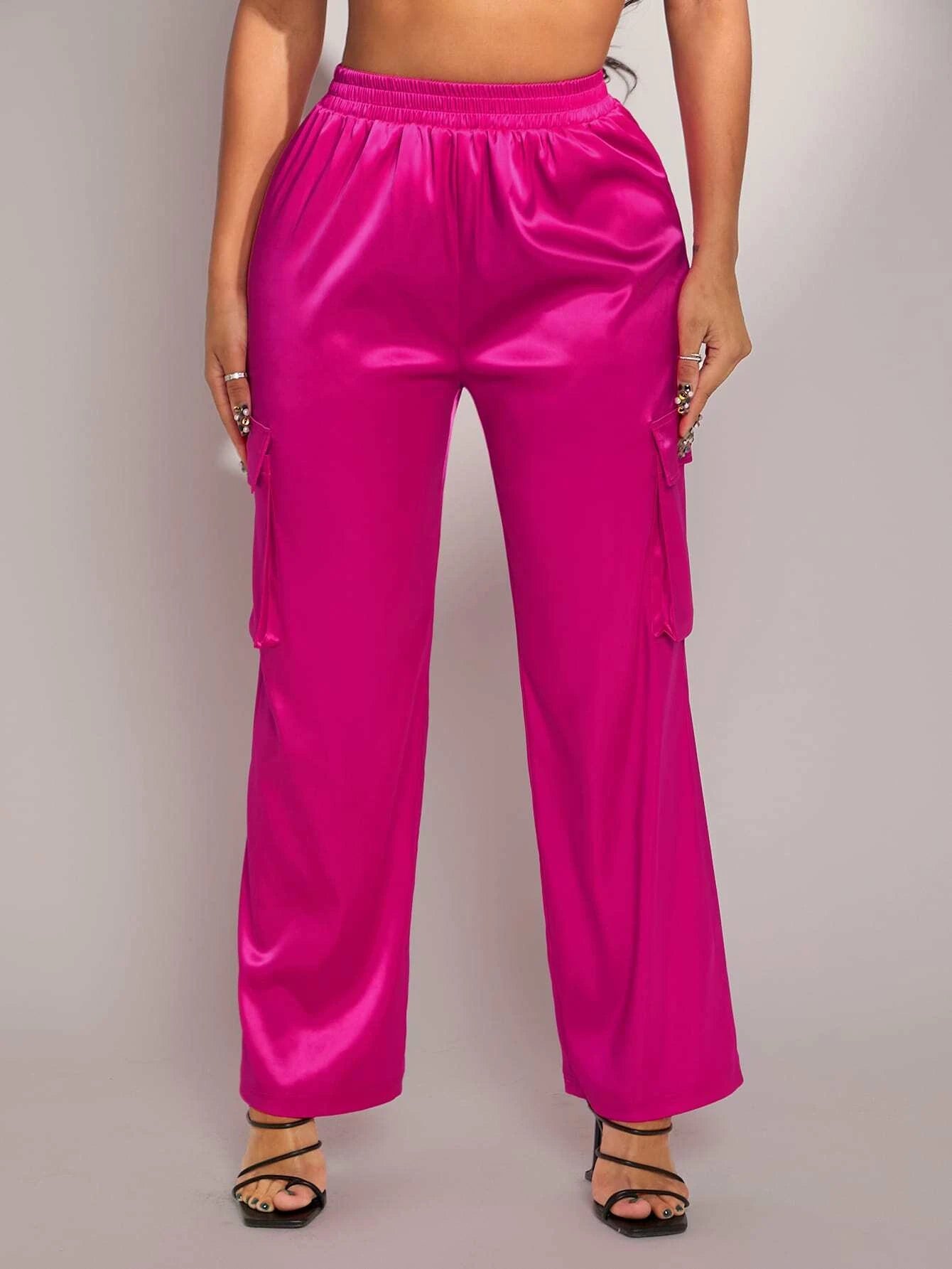 Drawstring Waist Satin Pants – styled outfit view