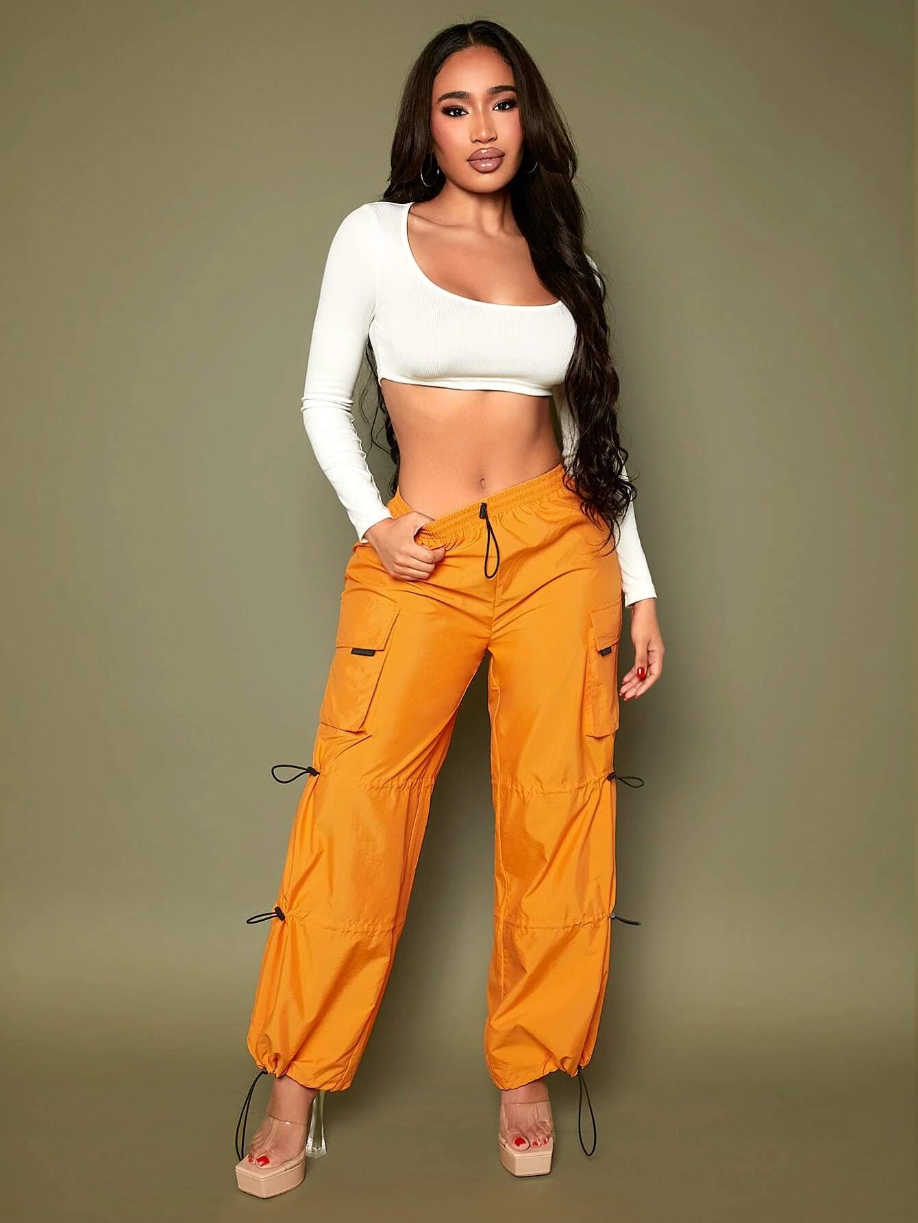 Casual Pocket Side Cargo Pants Style 1 – women's cargo pants front view