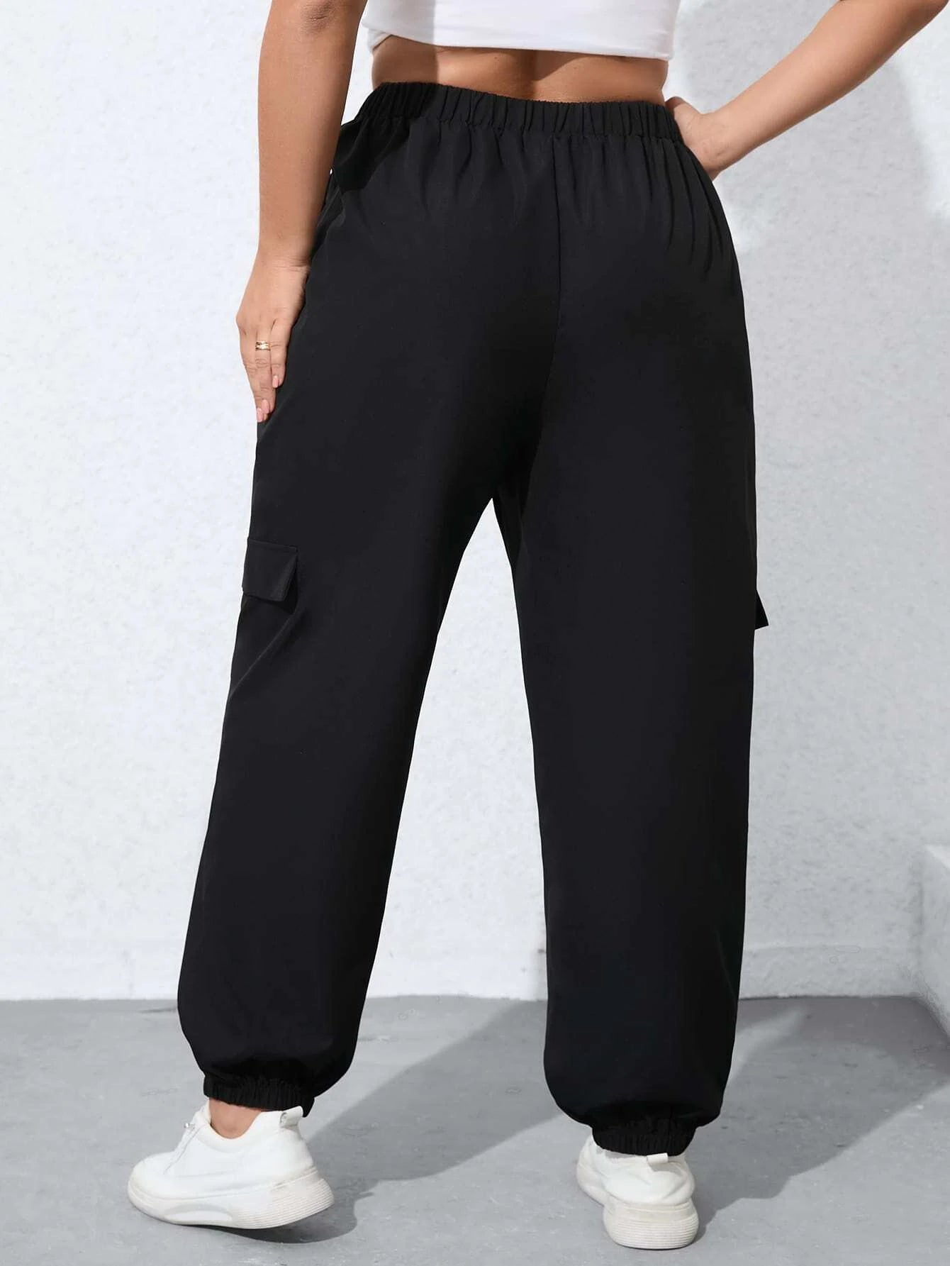 Solid Color Pocket Side Cargo PantsSolid Color Pocket Side Cargo Pants - Image 2