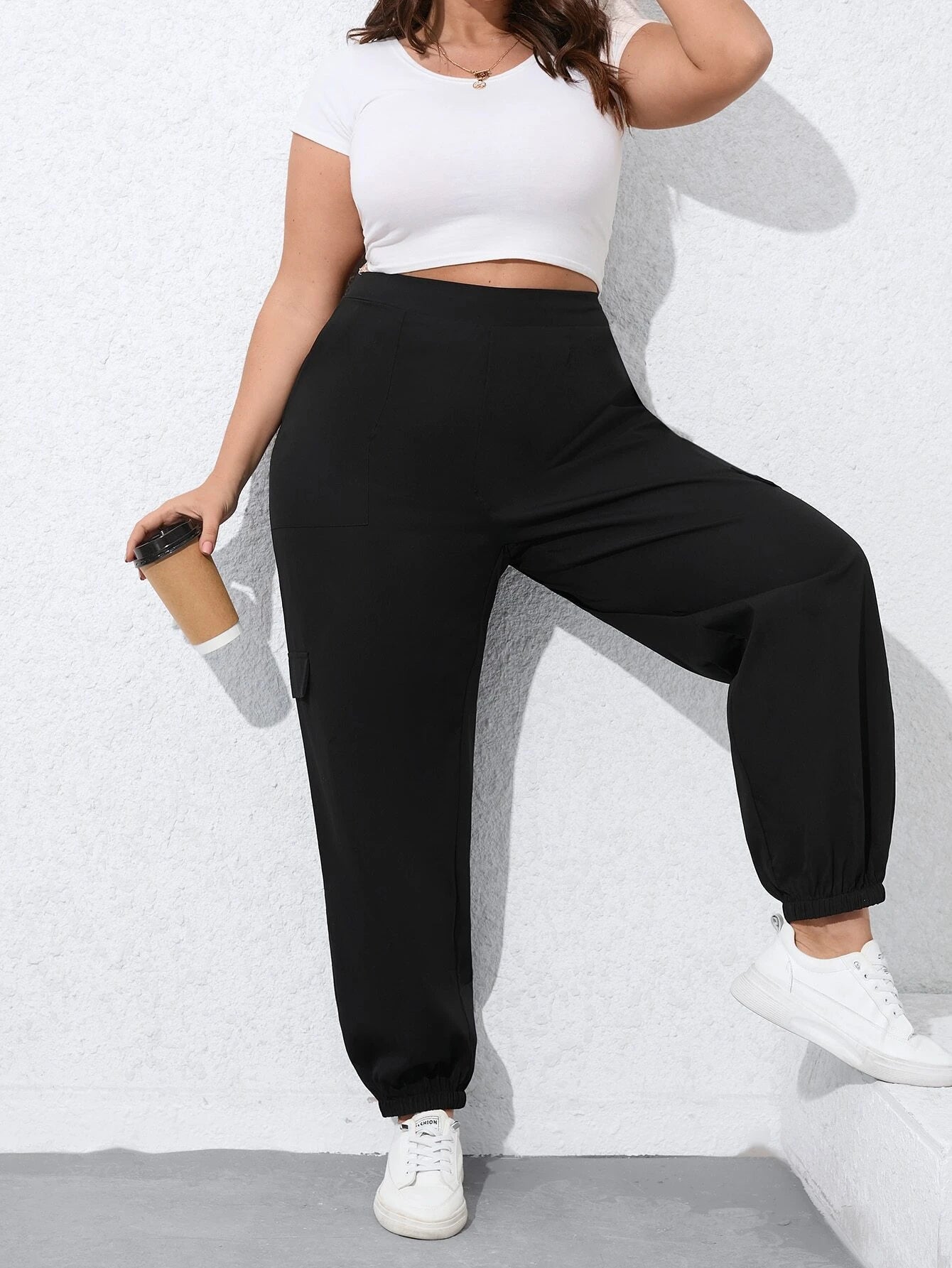 Solid Color Pocket Side Cargo PantsSolid Color Pocket Side Cargo Pants - Image 3