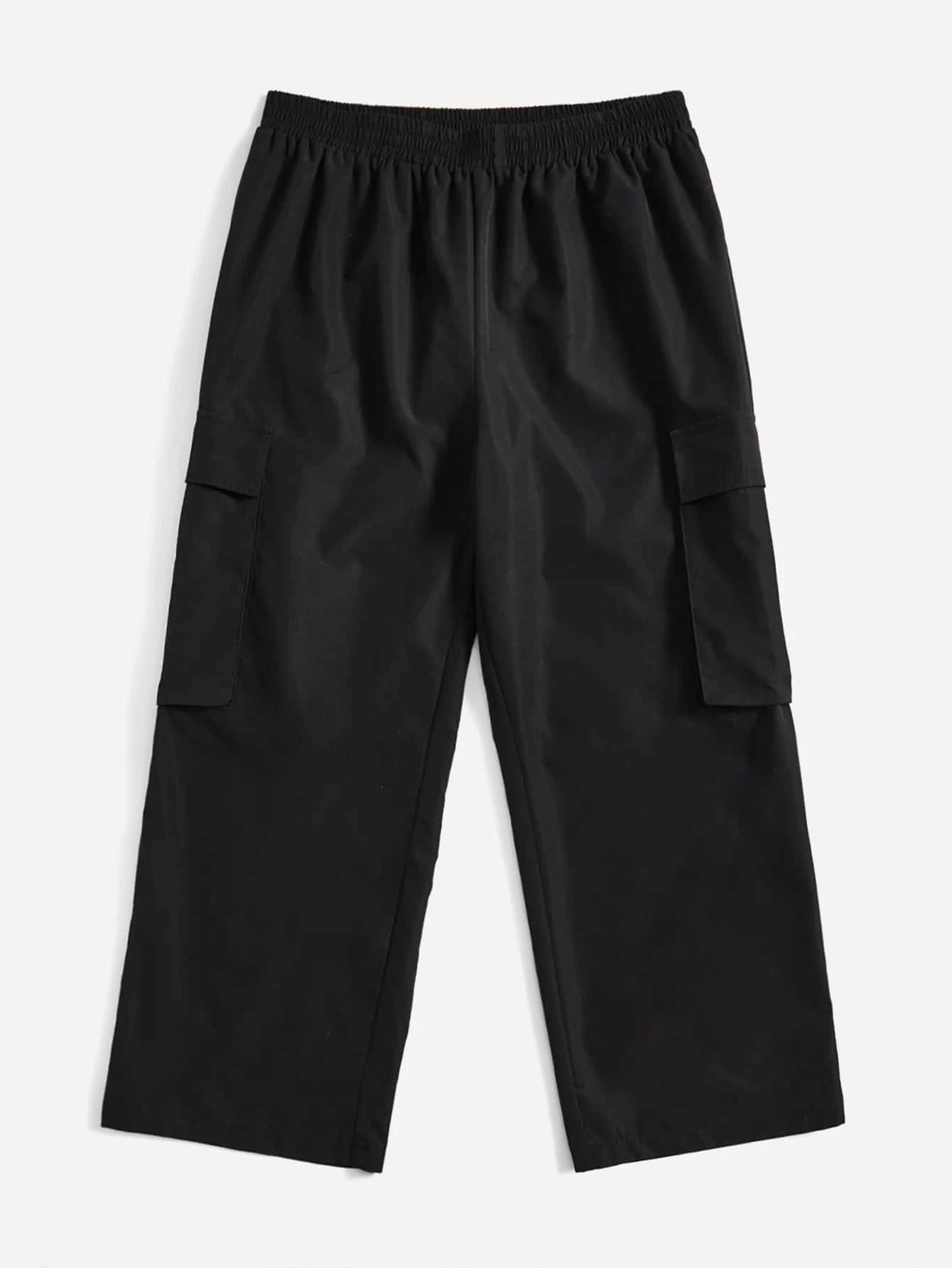 Flap Pocket Side Cargo Pants in Green – full length outfit view