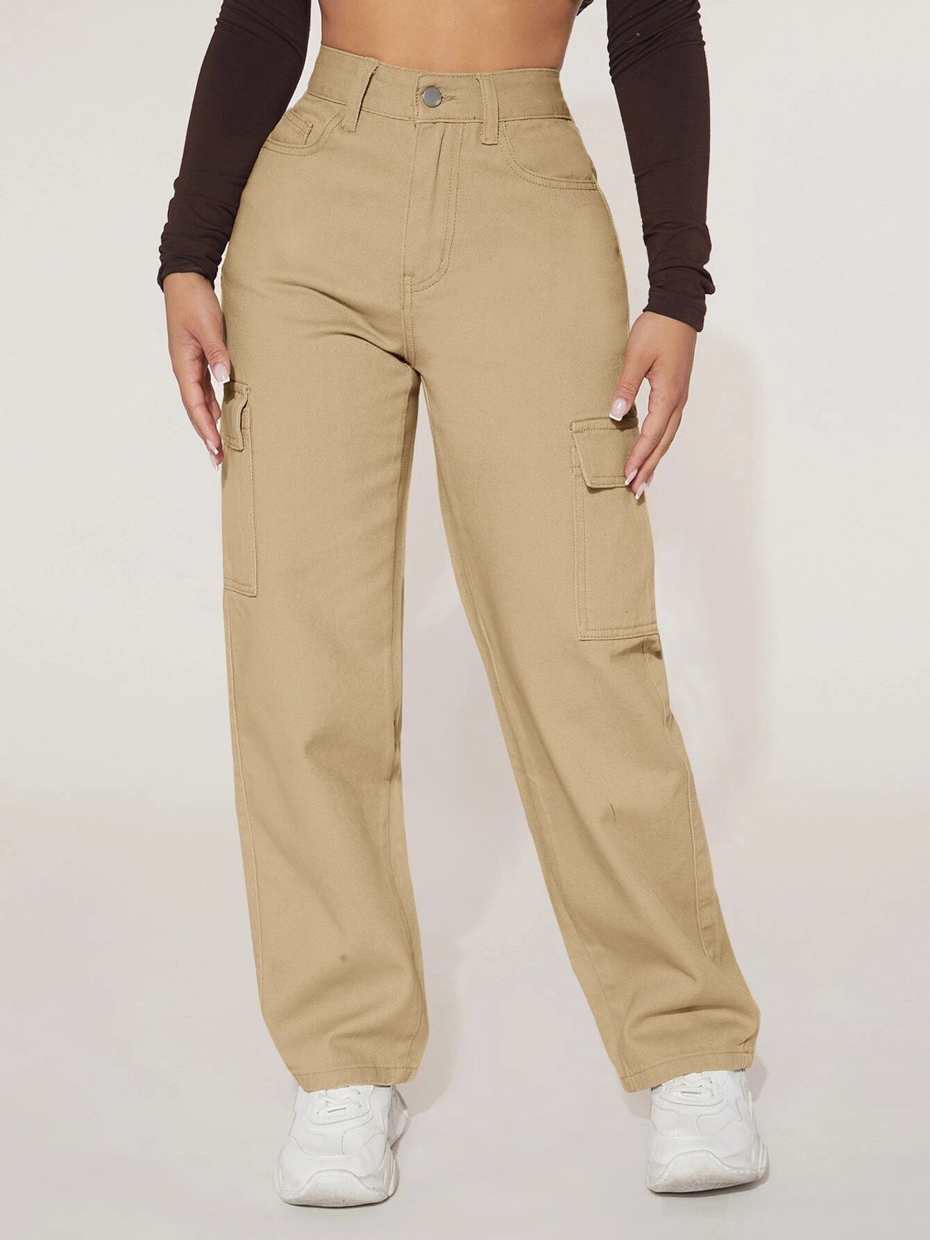 High Waist Flap Pocket Straight Leg Jeans – lifestyle view 16