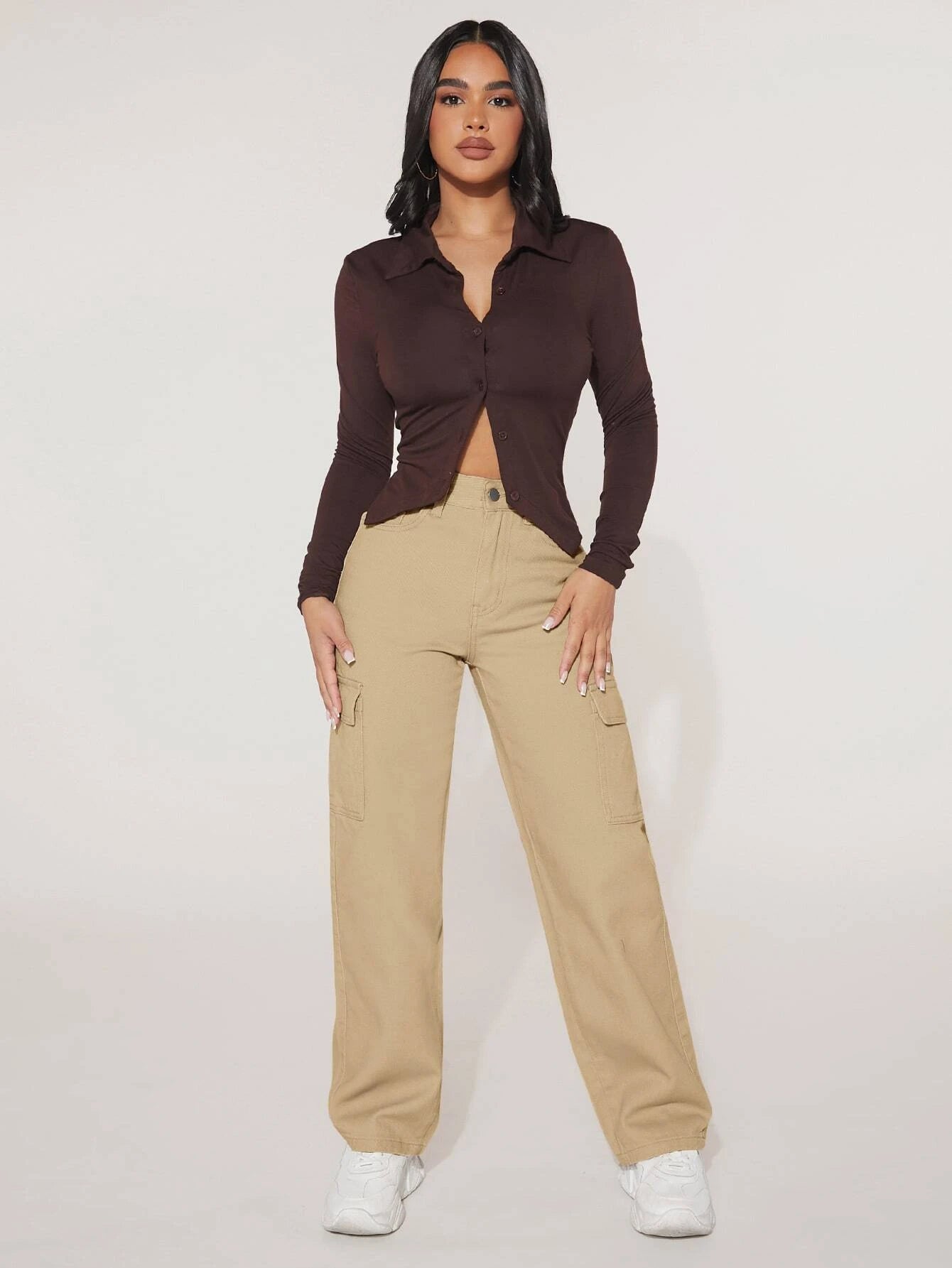 High Waist Flap Pocket Straight Leg Jeans – lifestyle view 17
