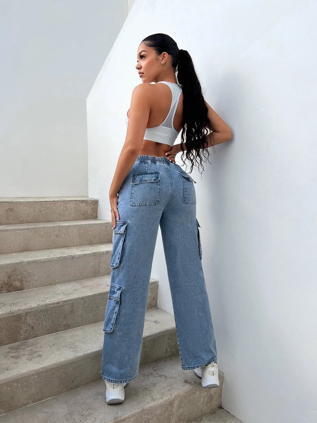 Flap Pocket Cargo Jeans Style 4 – waistband detail