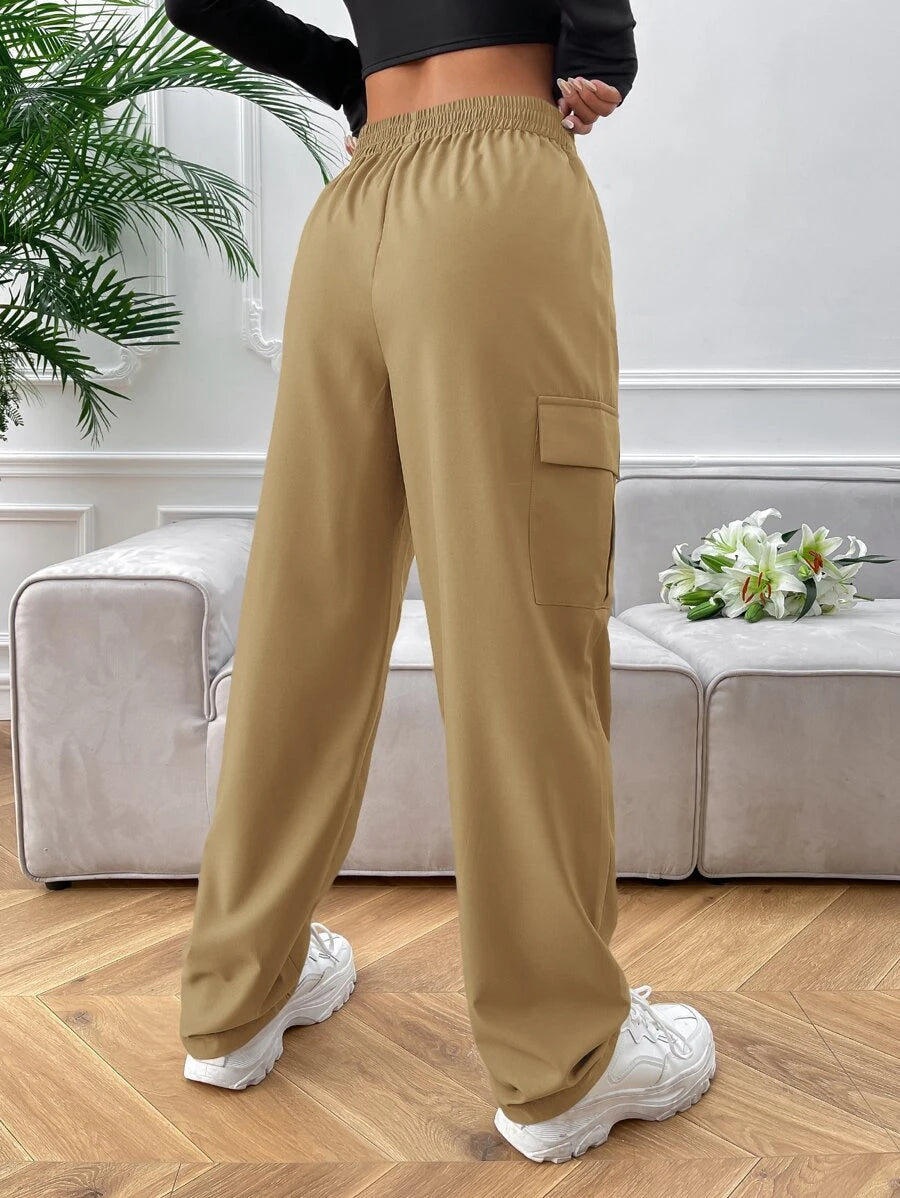 High Waist Side Pocket Flap Cargo Pants – styled outfit view