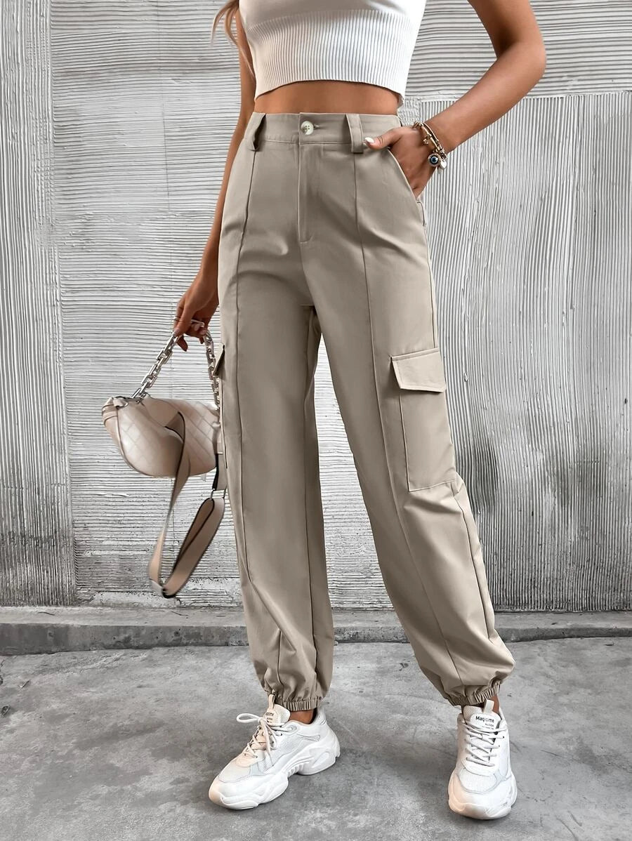 Flap Side Pocket Cargo Pants in Black #ts-3 – pocket detail close-up