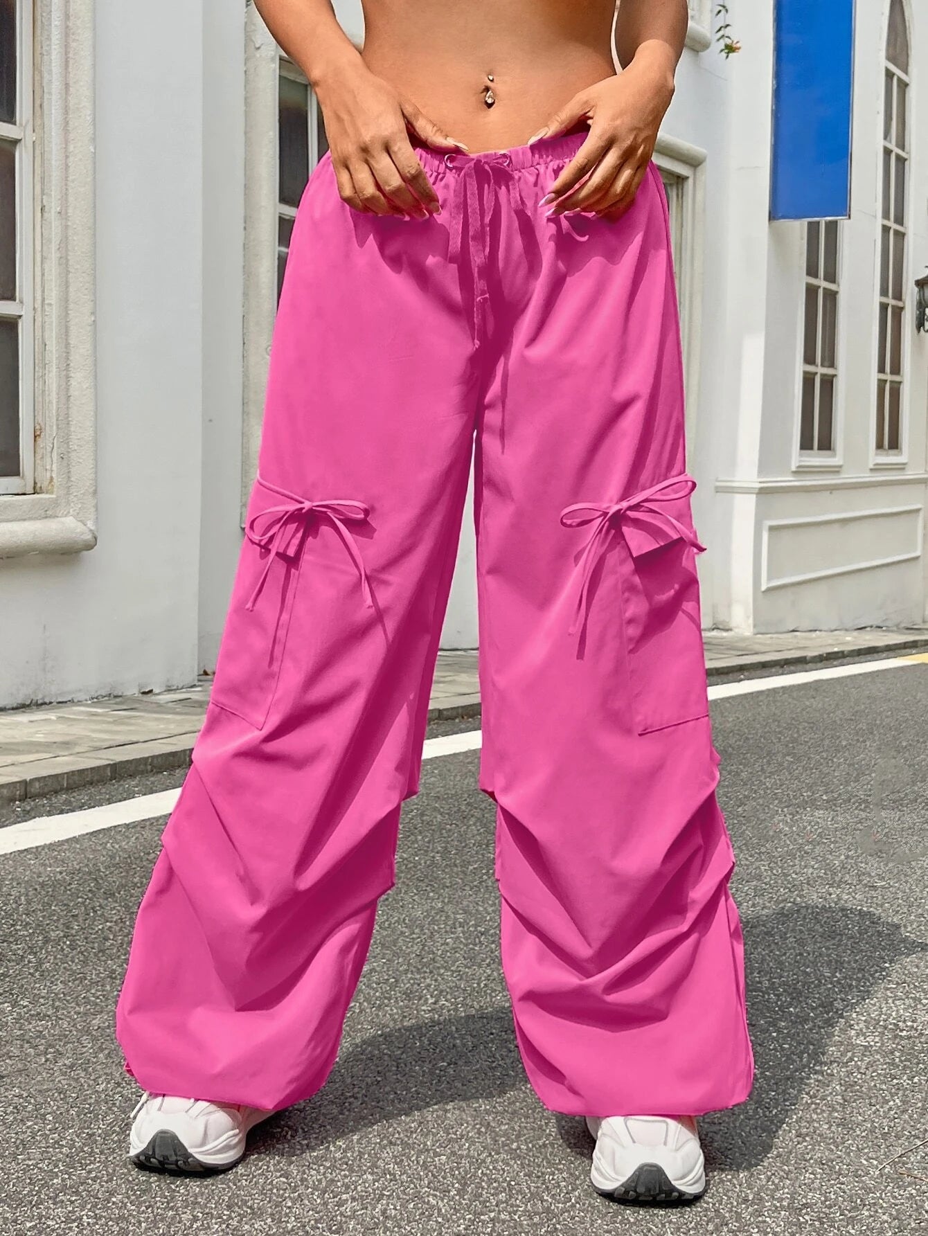 Flap Pocket Parachute Cargo Pants Style 1 – women's cargo pants front view