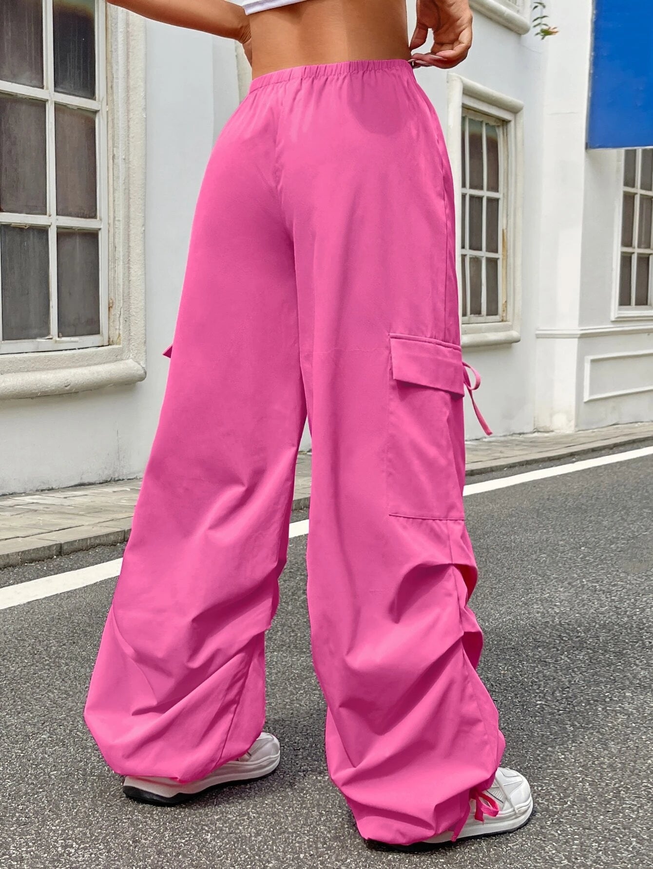 Flap Pocket Parachute Cargo Pants Style 1 – full length outfit view