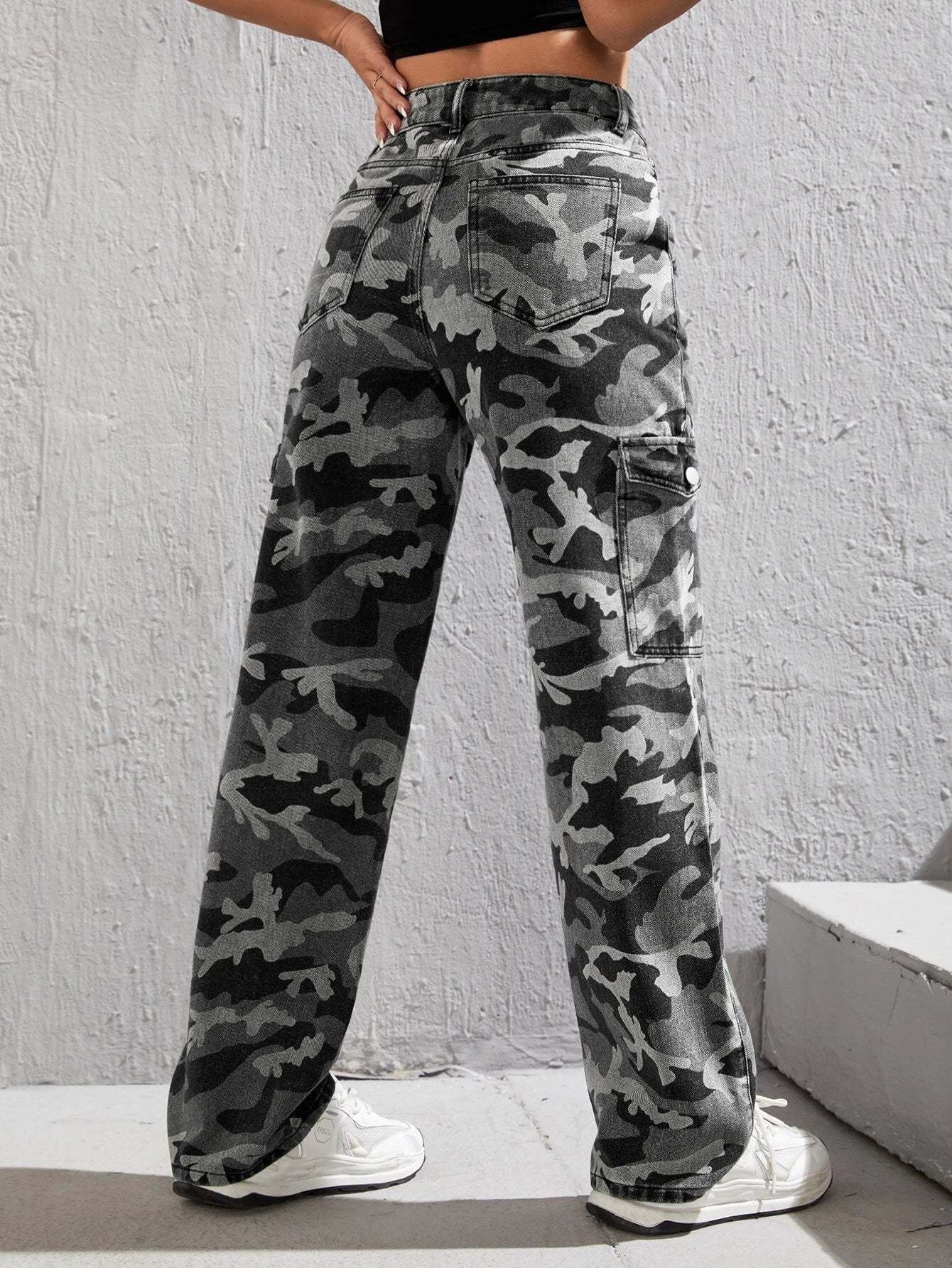 Camo Printed Cargo Jeans