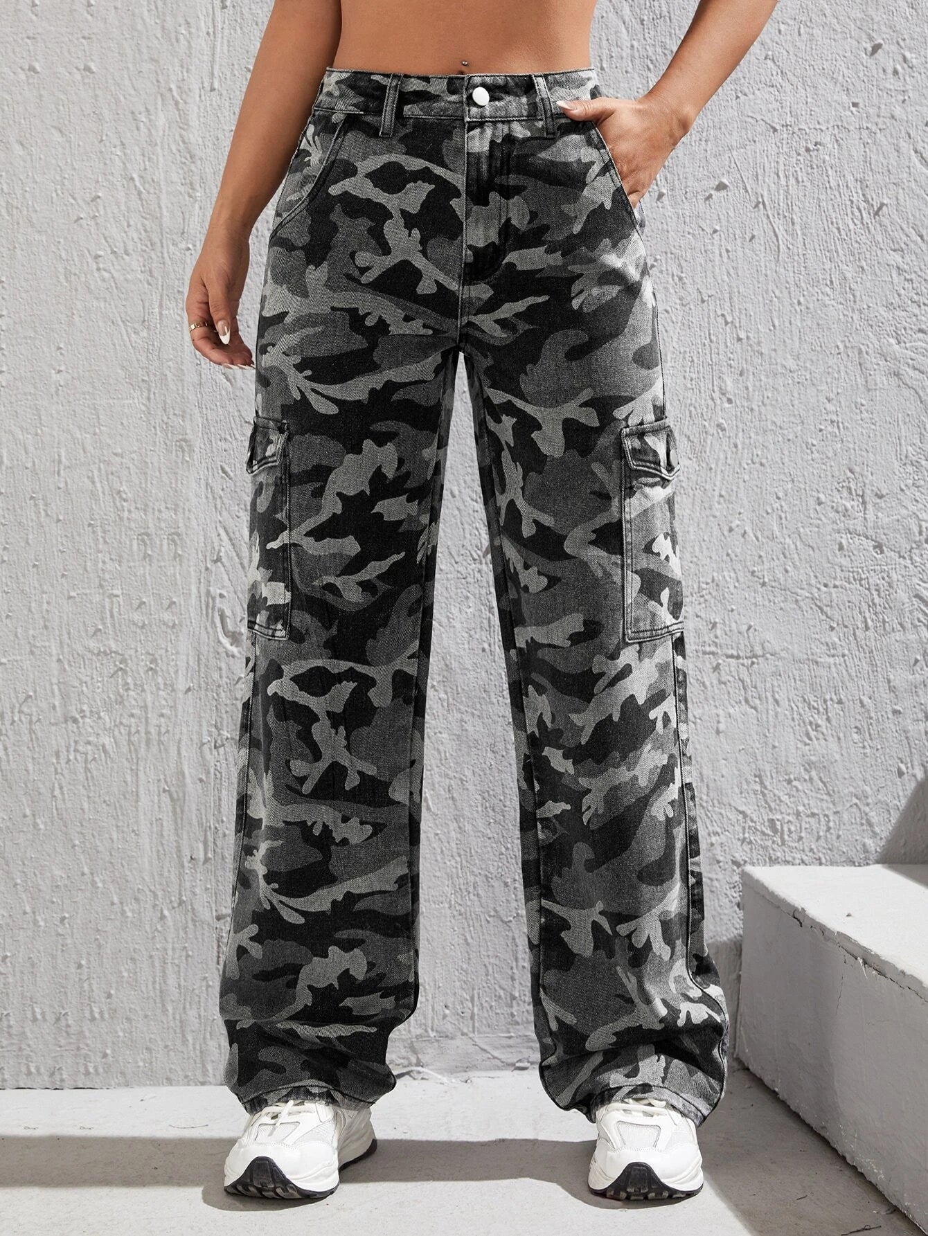 Camo Printed Cargo Jeans