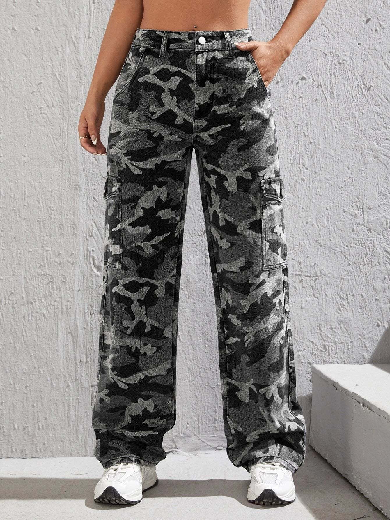 Camo Printed Cargo Jeans