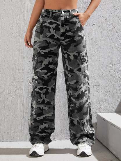 Camo Printed Cargo Jeans