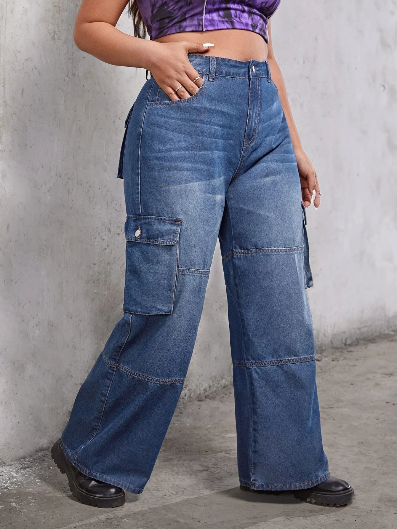 Plus Flap Pocket Cargo Jeans – back view detail