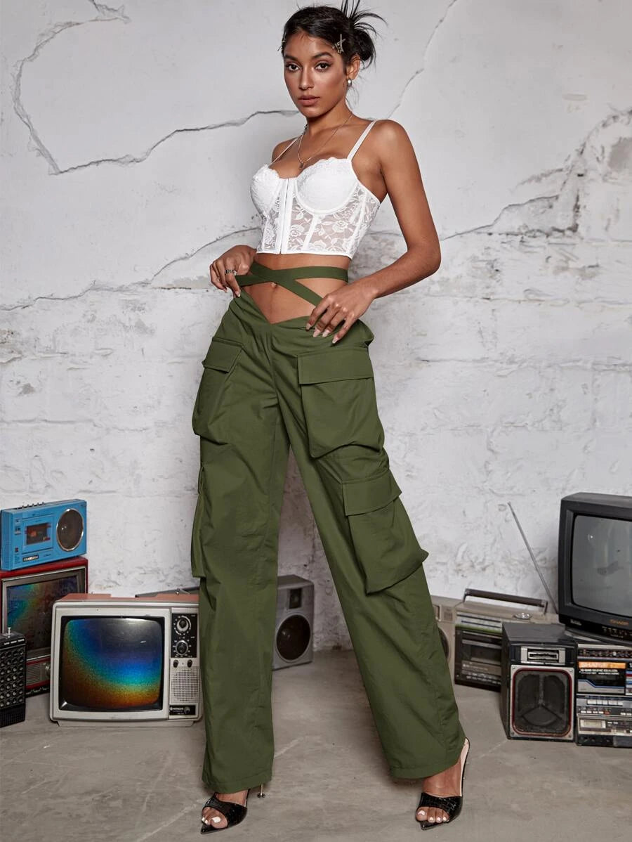 Casual Street Flap Pocket Side Cargo Pants – lifestyle view 39