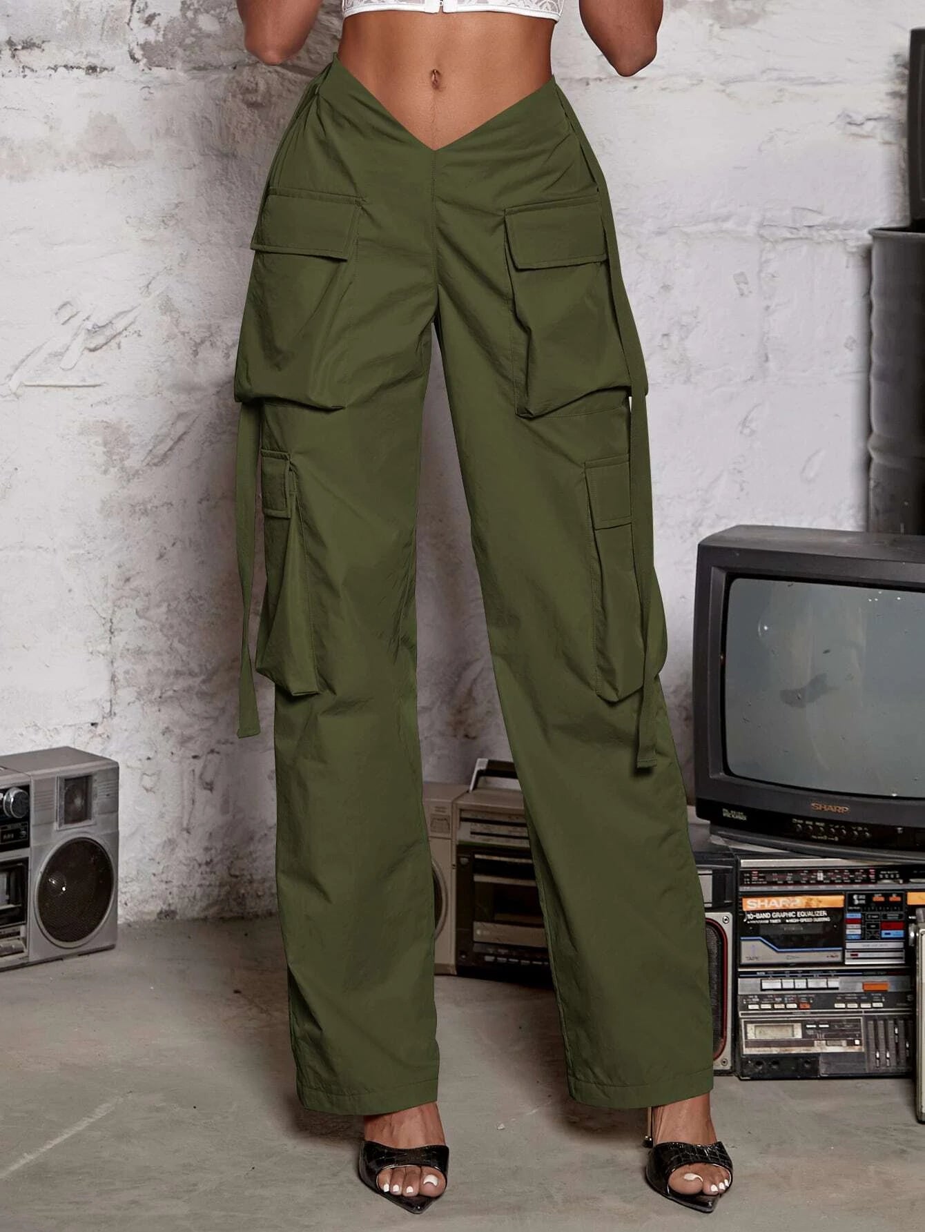 Flap Pocket Side Cargo Pants With Tape Detail – styled outfit view