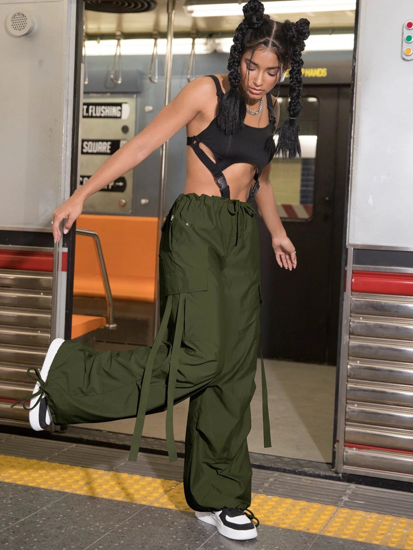 Elevated Waist Parachute Cargo PantsElevated Waist Parachute Cargo Pants - Image 10