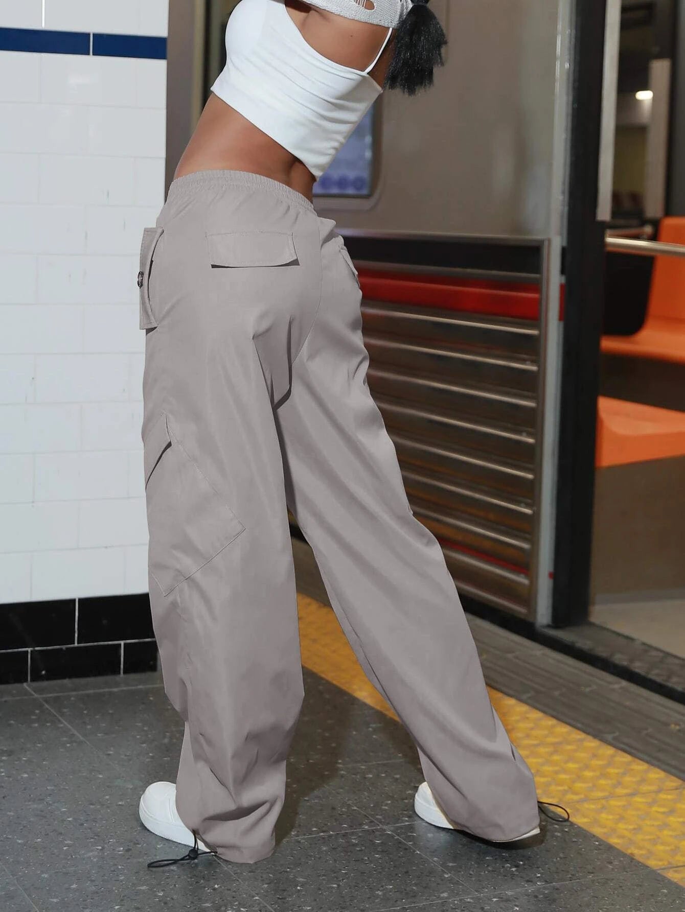 Regular Fit Drawstring Waist Cargo pant – styled outfit view